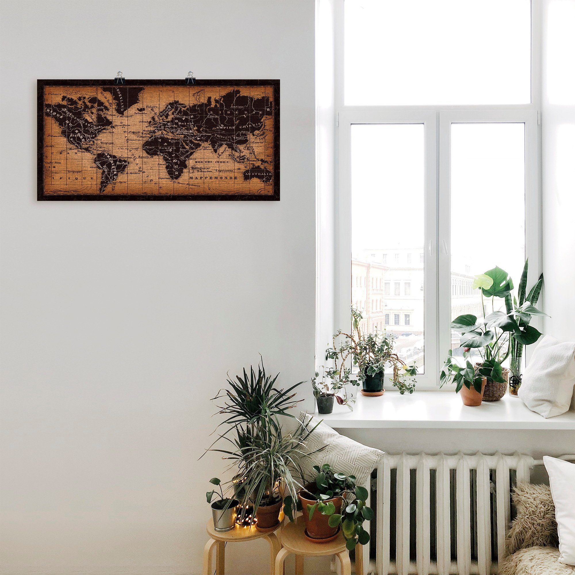 Artland Wandbild Alte Weltkarte, Landkarten (1 St), als Leinwandbild, Poster in verschied. Größen