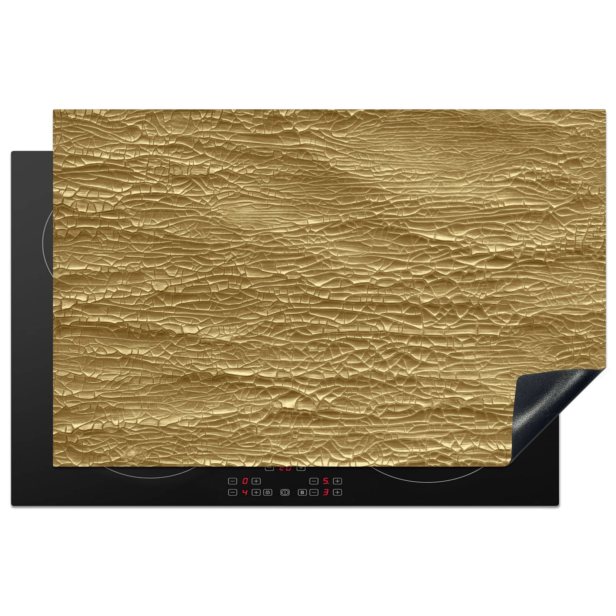 MuchoWow Herdblende-/Abdeckplatte Gold - Struktur - Luxus, Vinyl, (1 tlg), 81x52 cm, Induktionskochfeld Schutz für die küche, Ceranfeldabdeckung