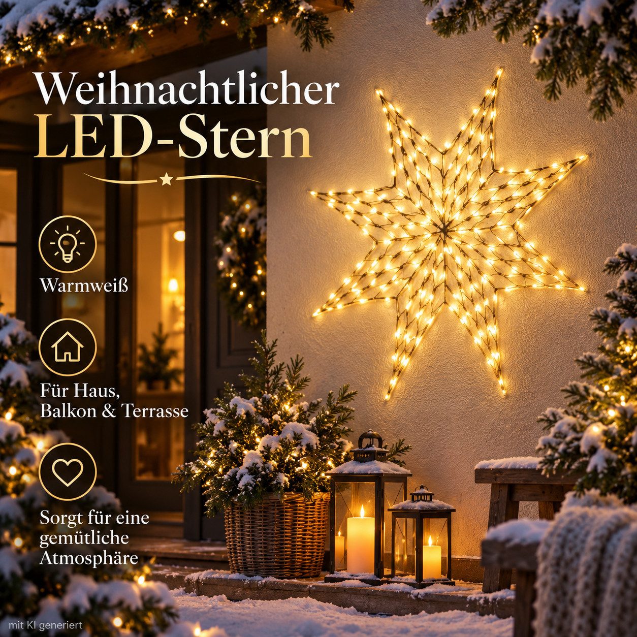 Weltbild LED Stern LED-Netz Stern 160 Christmas Decoration Weihnachten Weihnachtsdeko, Lichtdeko Stern Dekostern Wanddekoration Fensterdeko Adventsdeko – Bild 4 von 5