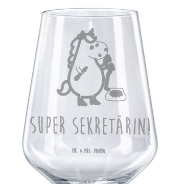 Mr. & Mrs. Panda Rotweinglas Einhorn Sekretärin - Transparent - Geschenk, Steuerbüro, Weinglas, Ge, Premium Glas, Luxuriöse Gravur