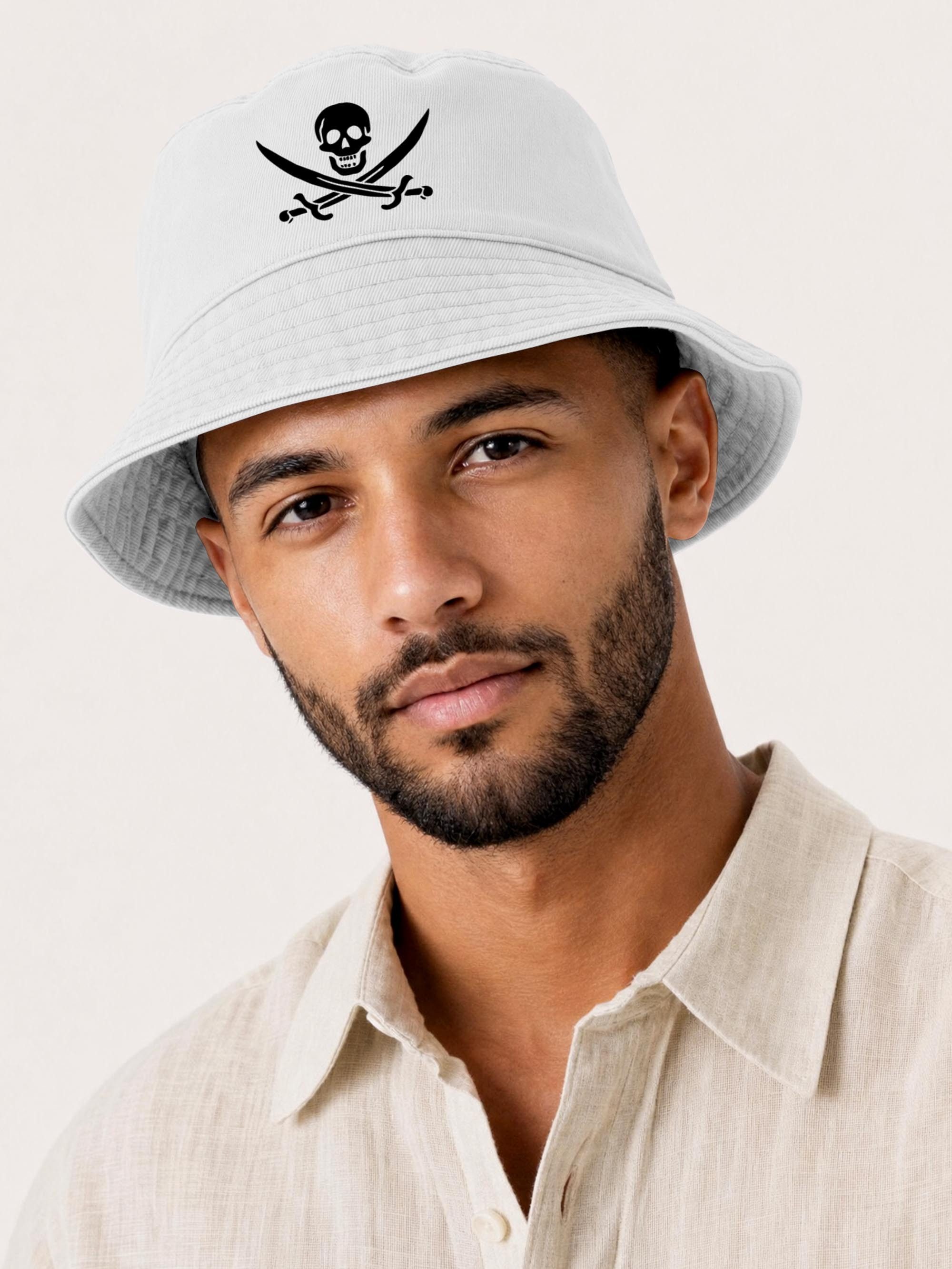 Neverless Fischerhut Anglerhut mit Print Pirate Baumwolle Bucket Hat Herren Damen