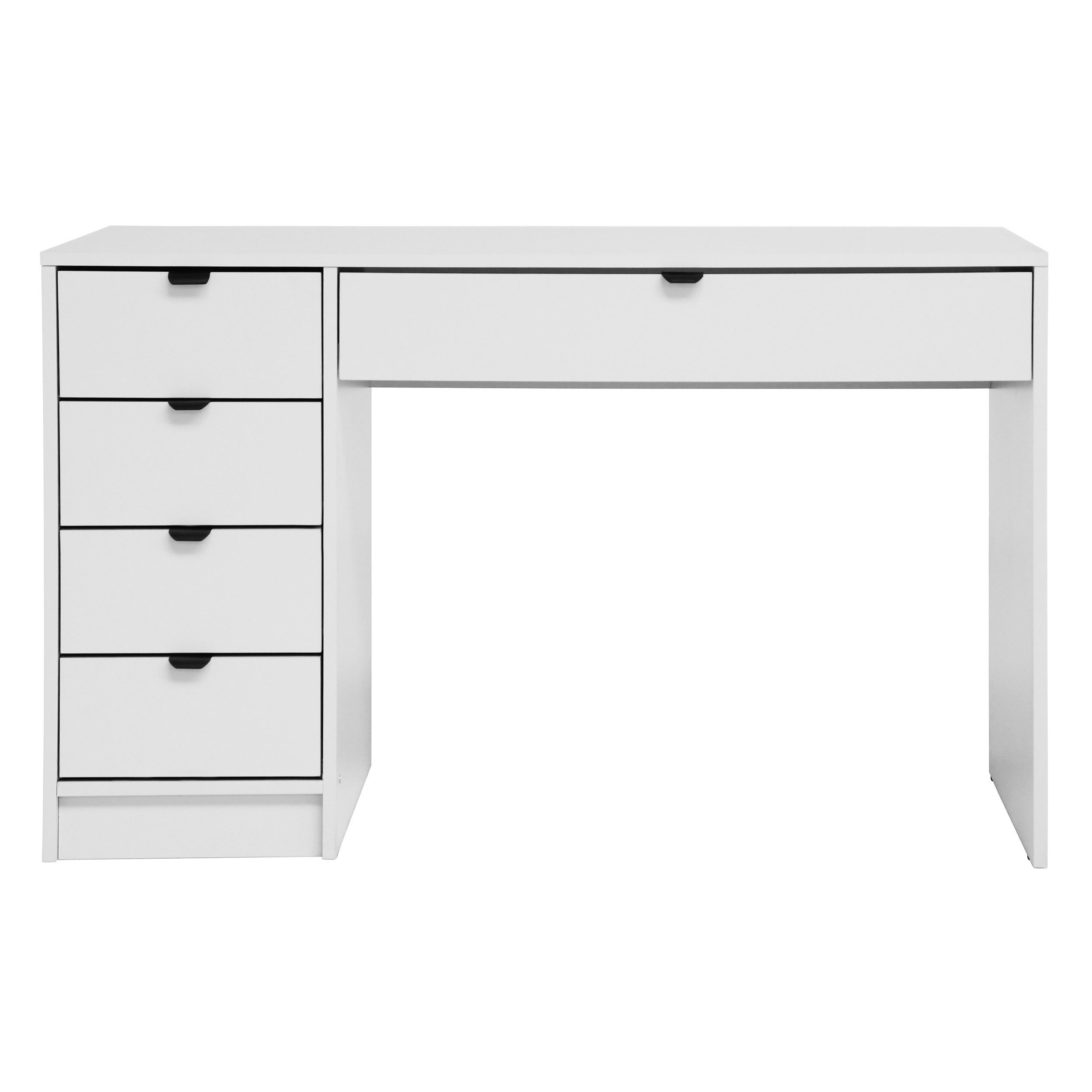 Beautysofa Schreibtisch Malta 120 cm mit Schubladen (Funktionales Design für Home Office - rechts/Links montierbar, Weiß oder Kaschmir), Wahlweise mit oder ohne Griffe