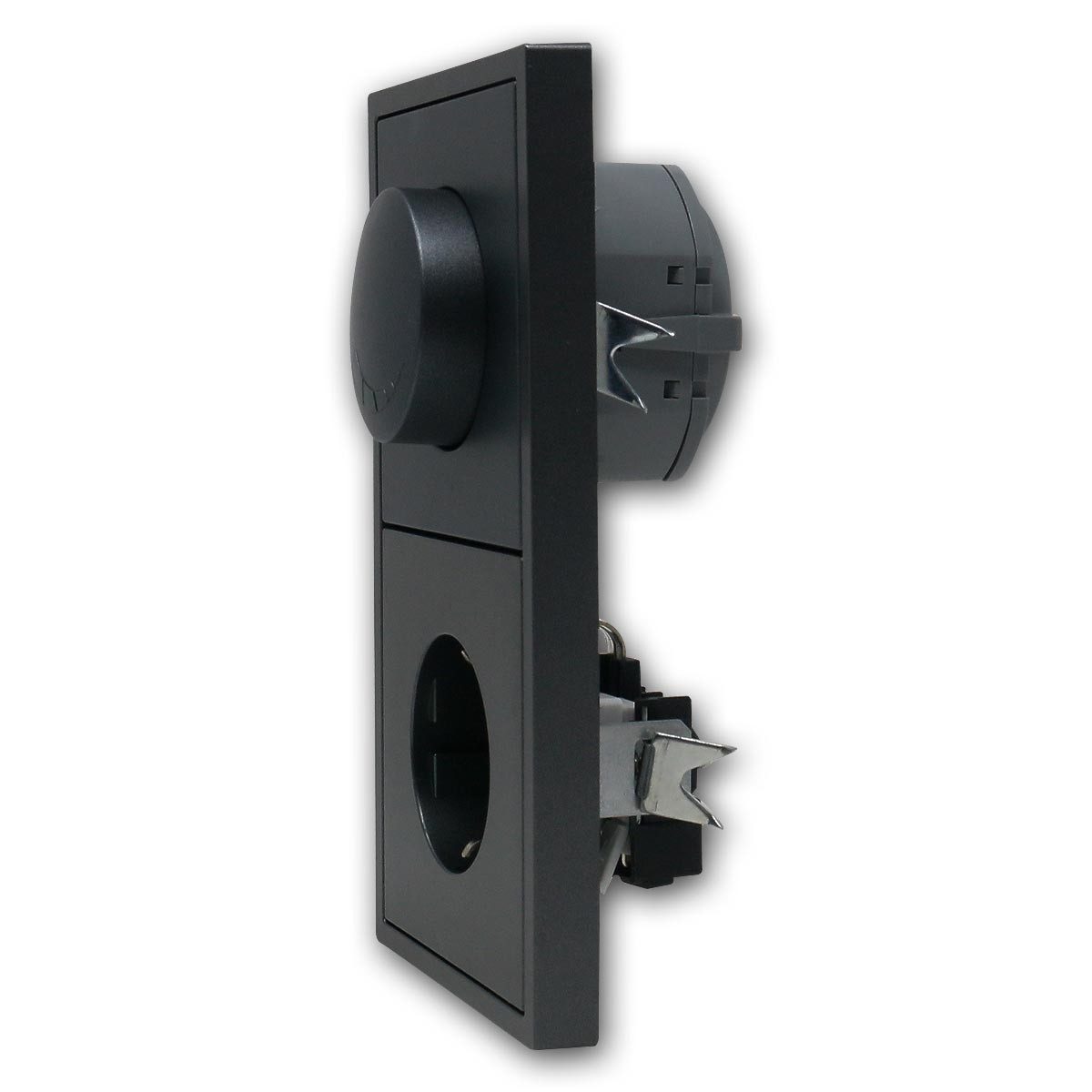 McPower Drehdimmer LED-Dimmer mit Steckdose Kombination SHALLOW anthr