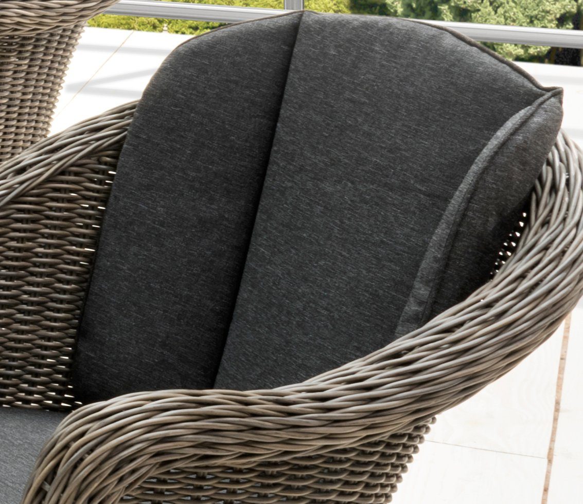 Destiny Garten-Essgruppe MALAGA LUNA, (Set, 19-tlg), Polyrattan, 6 Sessel + Tisch 200x100x75cm, inkl. Auflagen