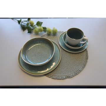BURI Teller 16x Keramik Teller 27cm Reactive Glaze Speisen Rund Tisch Servierplatt