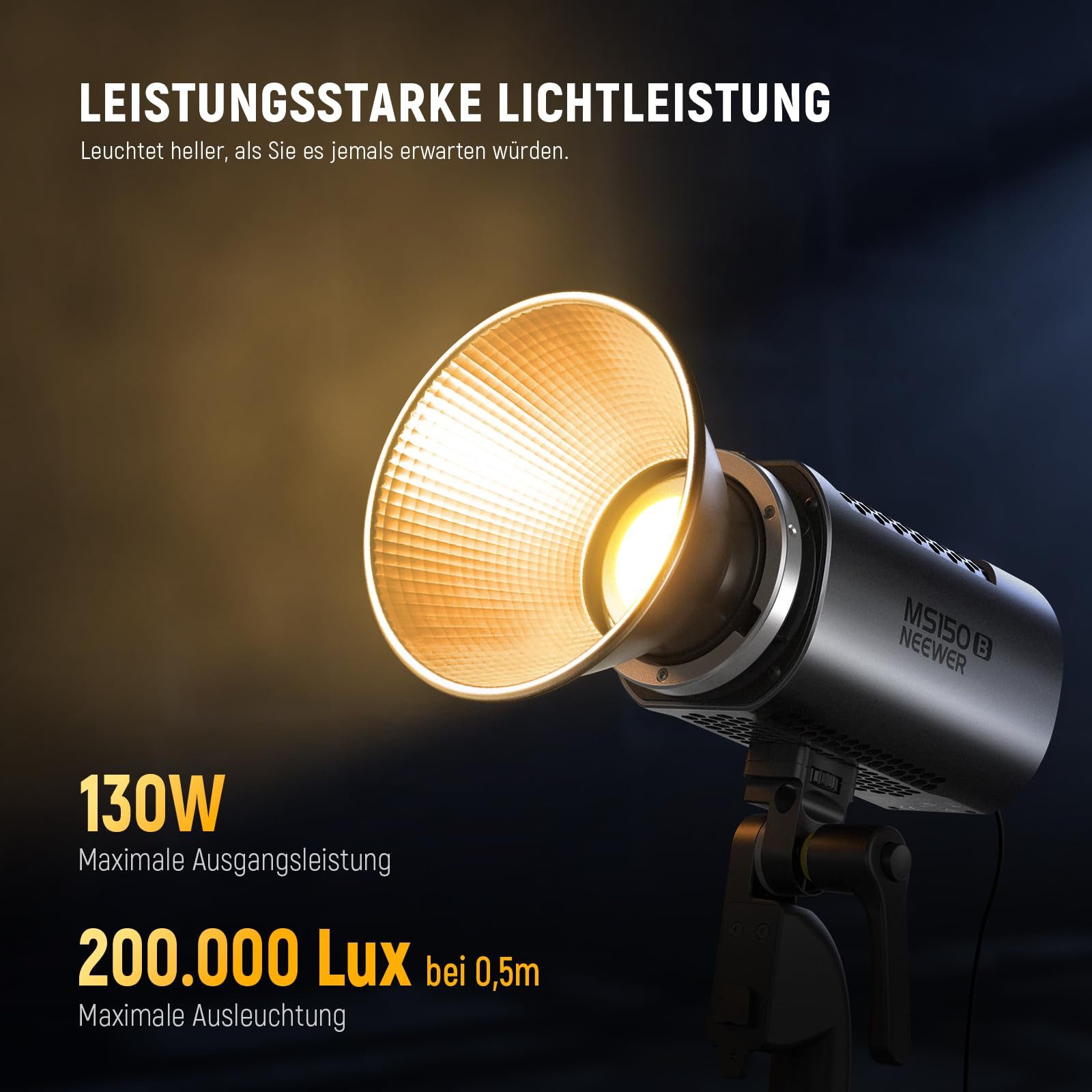 Neewer Videoleuchte MS150B 130W Bi-Farbe LED Videoleuchte, Dimmbar, App/2,4G Steuerung, 2700K-6500K, 2 Stromversorgungsoptionen für Porträts Studioaufnahmen