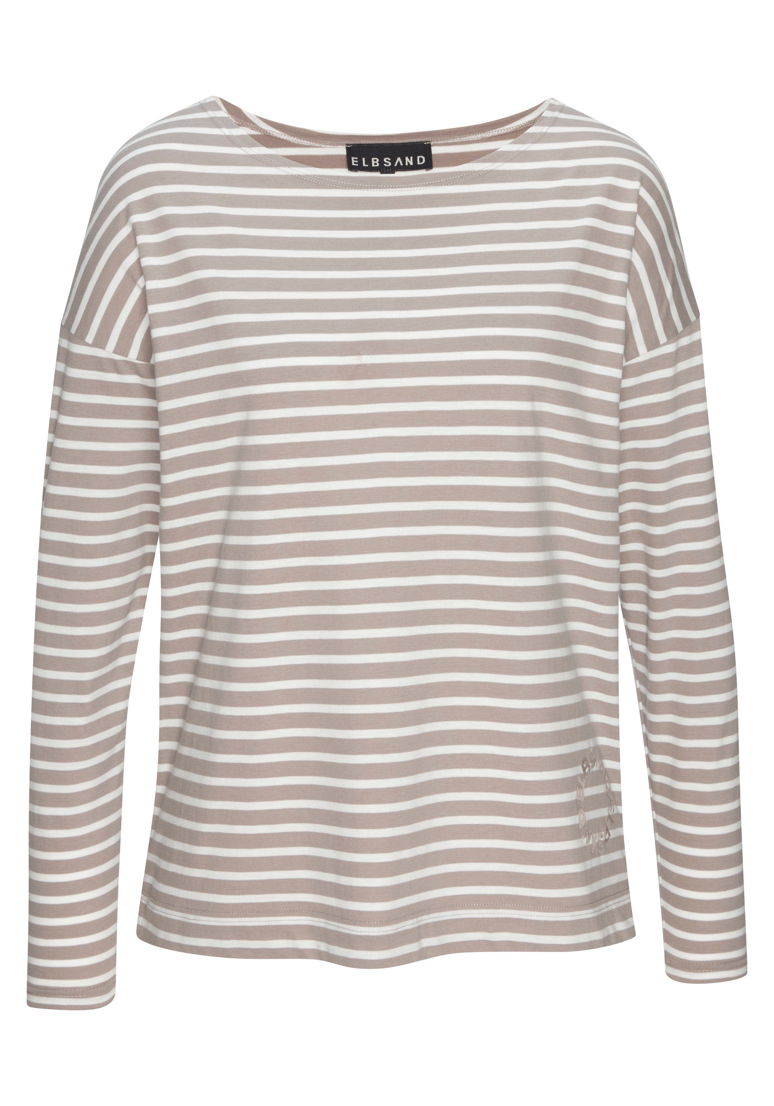 Elbsand Langarmshirt Tooske mit Ringelmuster, dezenter Logodruck, casual günstig online kaufen