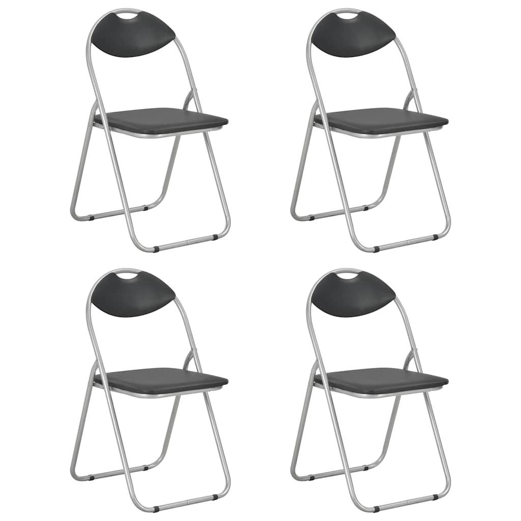 vidaXL Esszimmerstuhl Klappstühle, 4 Stück, schwarzes Kunstleder (4 St), Klappstühle, 4 Stück, schwarzes Kunstleder