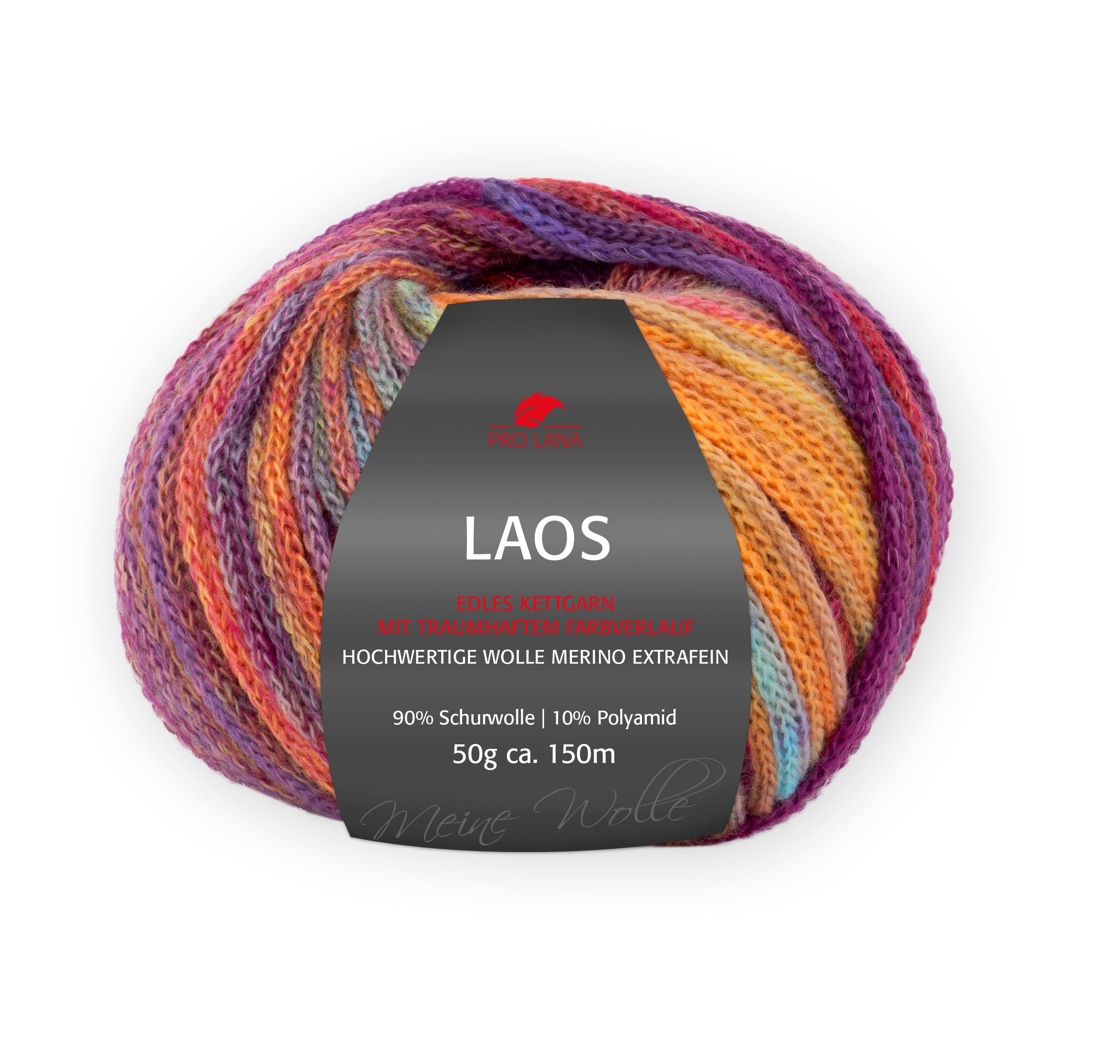 Pro Lana Pro Lana LAOS 50 g geflochtene Merinowolle im Tropenlook Häkelwolle, 150 m (geflochtene Merinowolle in leuchtenden Farben), 50 g