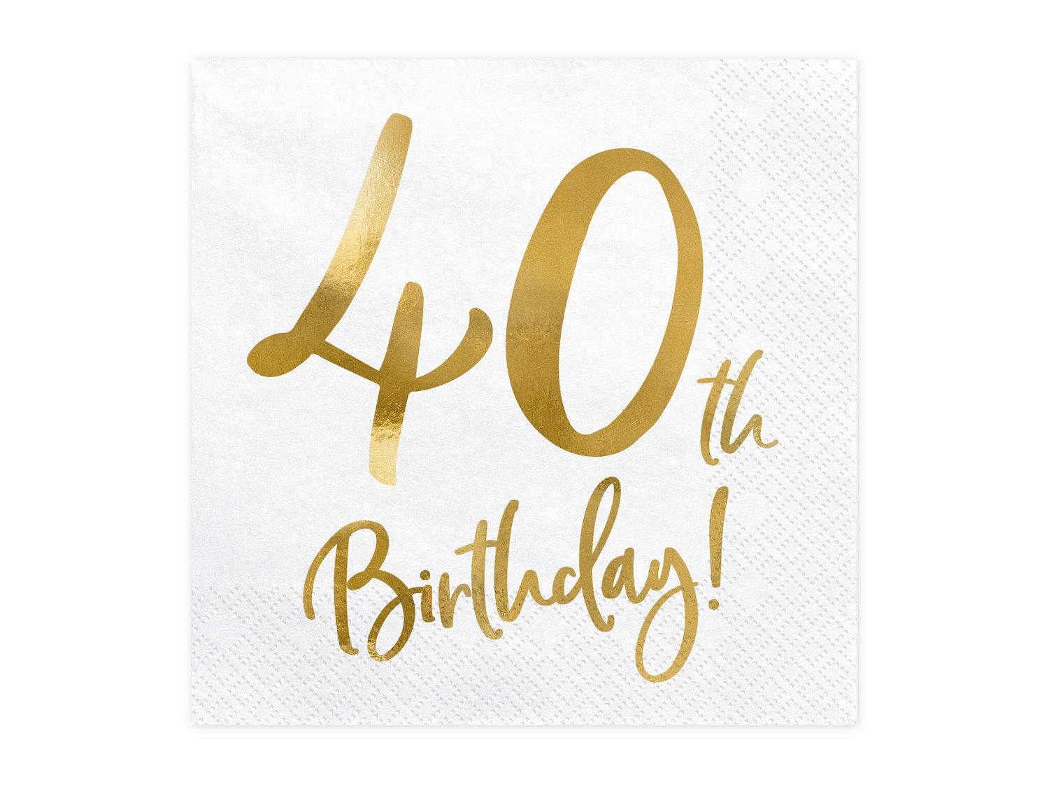 partydeco Papierserviette, Servietten 40. Geburtstag 33x33cm 20 Stück, weiß / gold