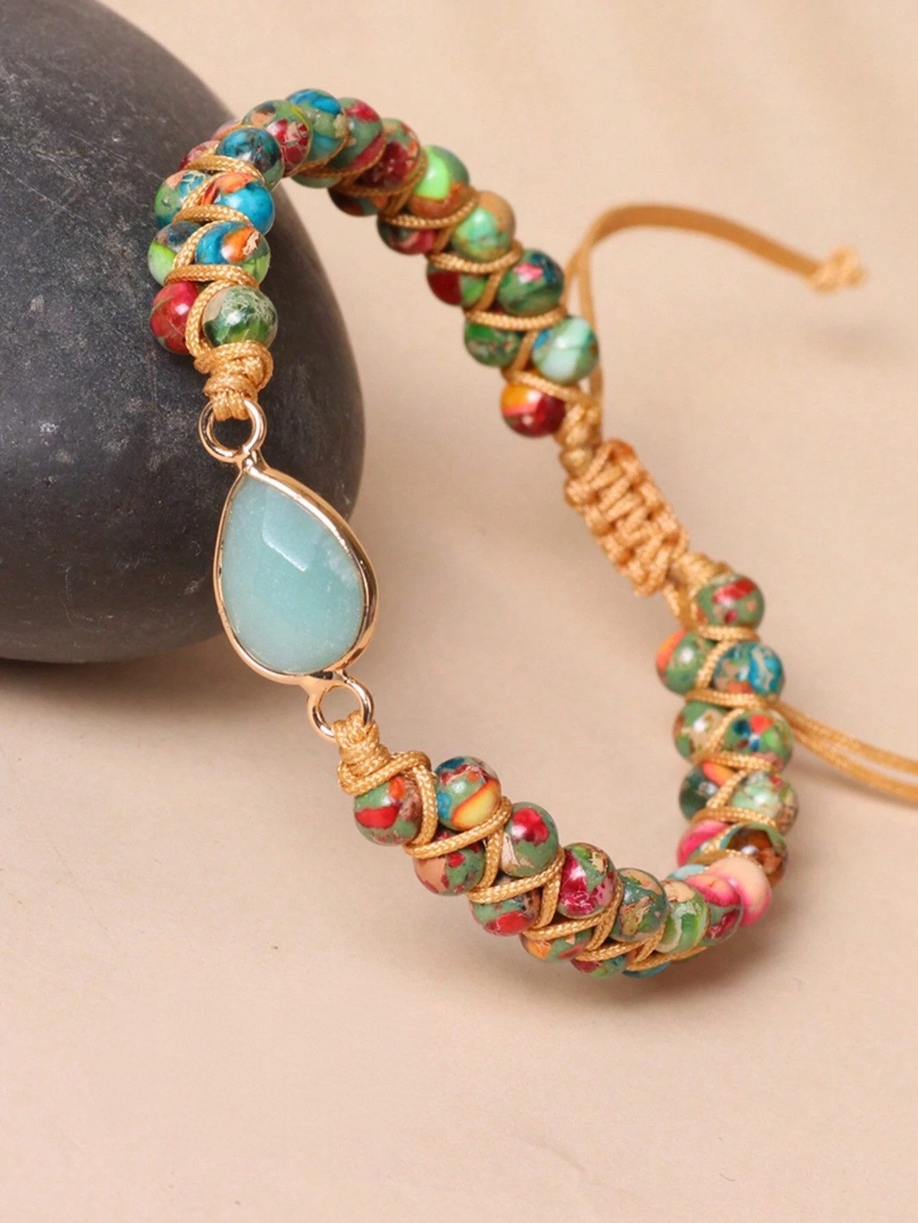 The Beauty House Armband Böhmisches Makramee-Armband mit Edelsteinen & Türk günstig online kaufen