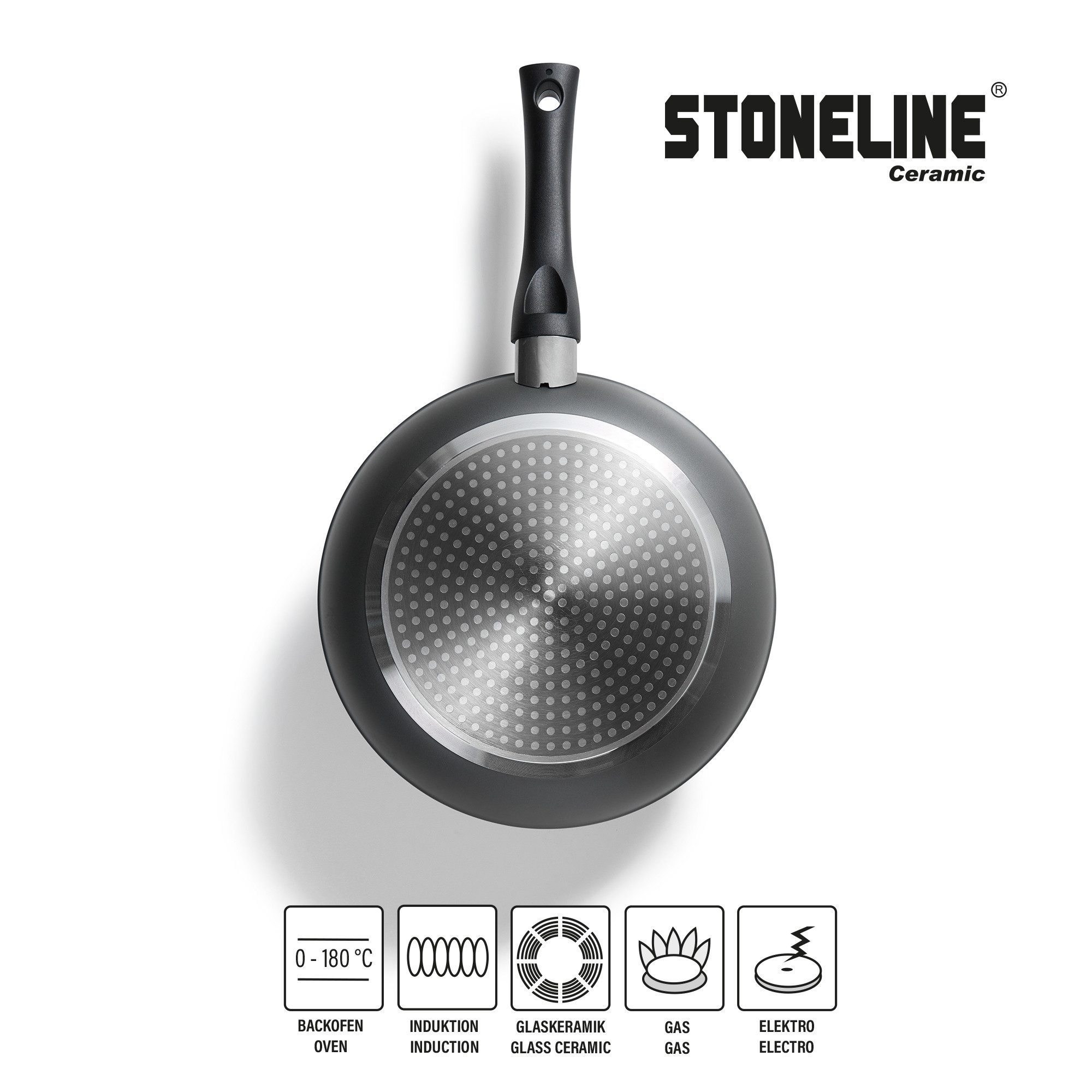 STONELINE Topf-Set STONELINE® 17-teiliges Koch-Set, mit Glasdeckeln, Aluminium, Keramik (Set, 17-tlg), mit echten Steinpartikeln, induktionsgeeignet
