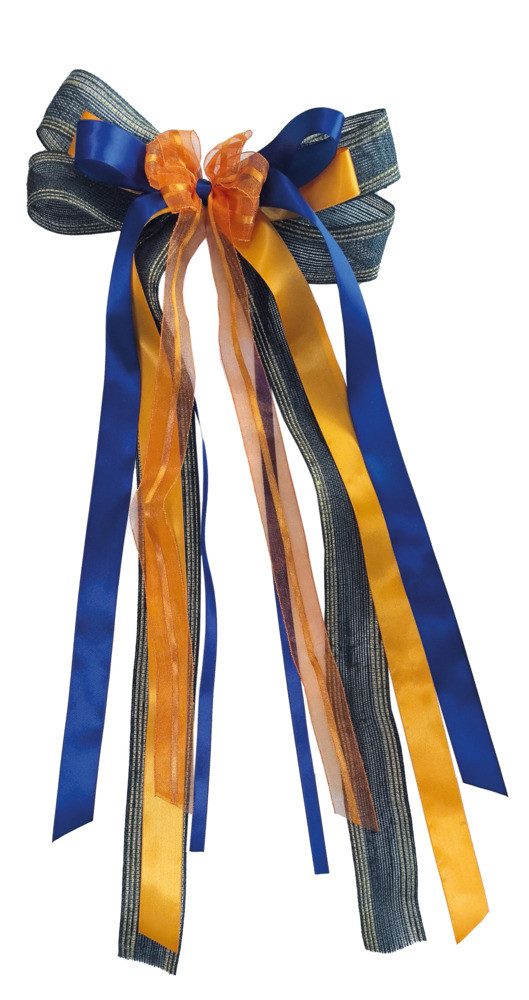 Nestler Schultüte Nestler Schultütenschleife blau/orange/jute 23x50cm