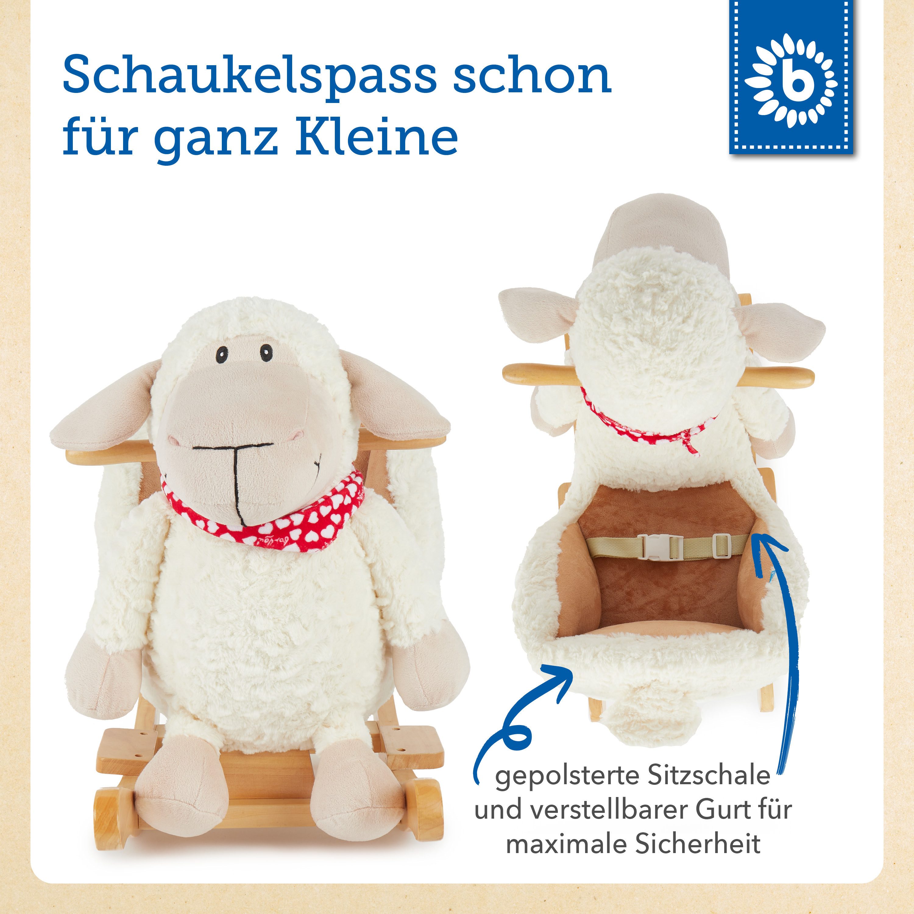 BIECO Schaukeltier Bieco Plüsch Schaukeltier Schaf Kinder – Bild 3 von 5