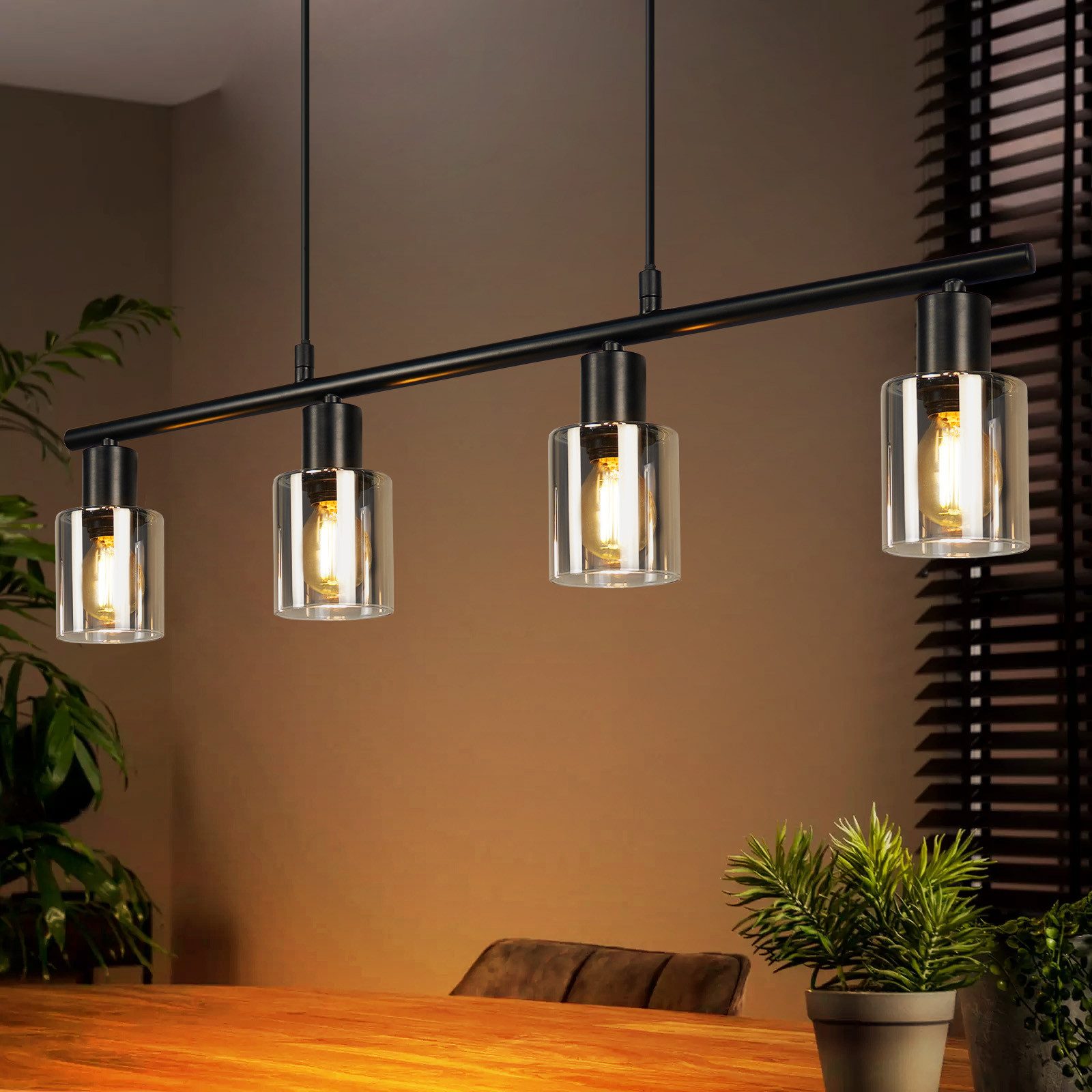 Nettlife Pendelleuchte Esstisch Vintage Schwarz Glas günstig online kaufen