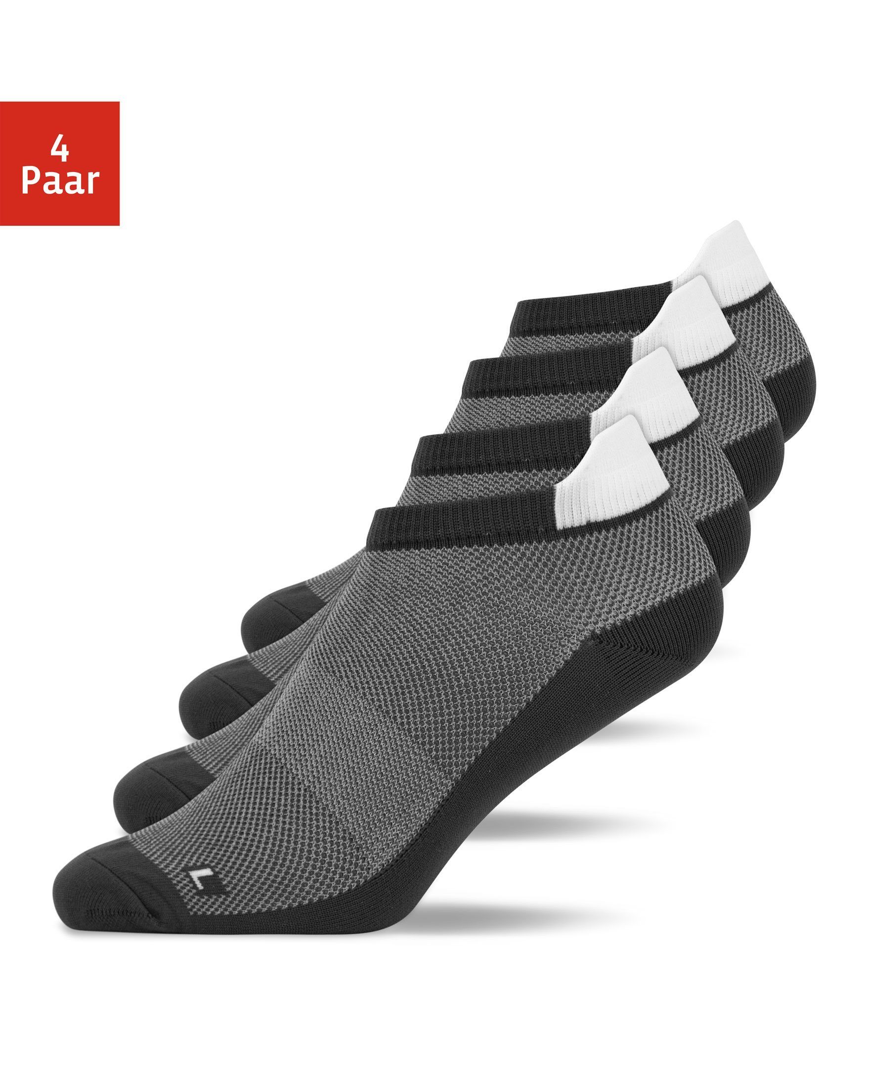 SNOCKS Laufsocken Running Socken für Damen & Herren (4-Paar) mit Fersenlasche und atmungsaktiv durch Mesh