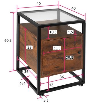tectake Nachttisch Dudley (1-St., 1 tlg), Höhenverstellbare Kunststofffüße