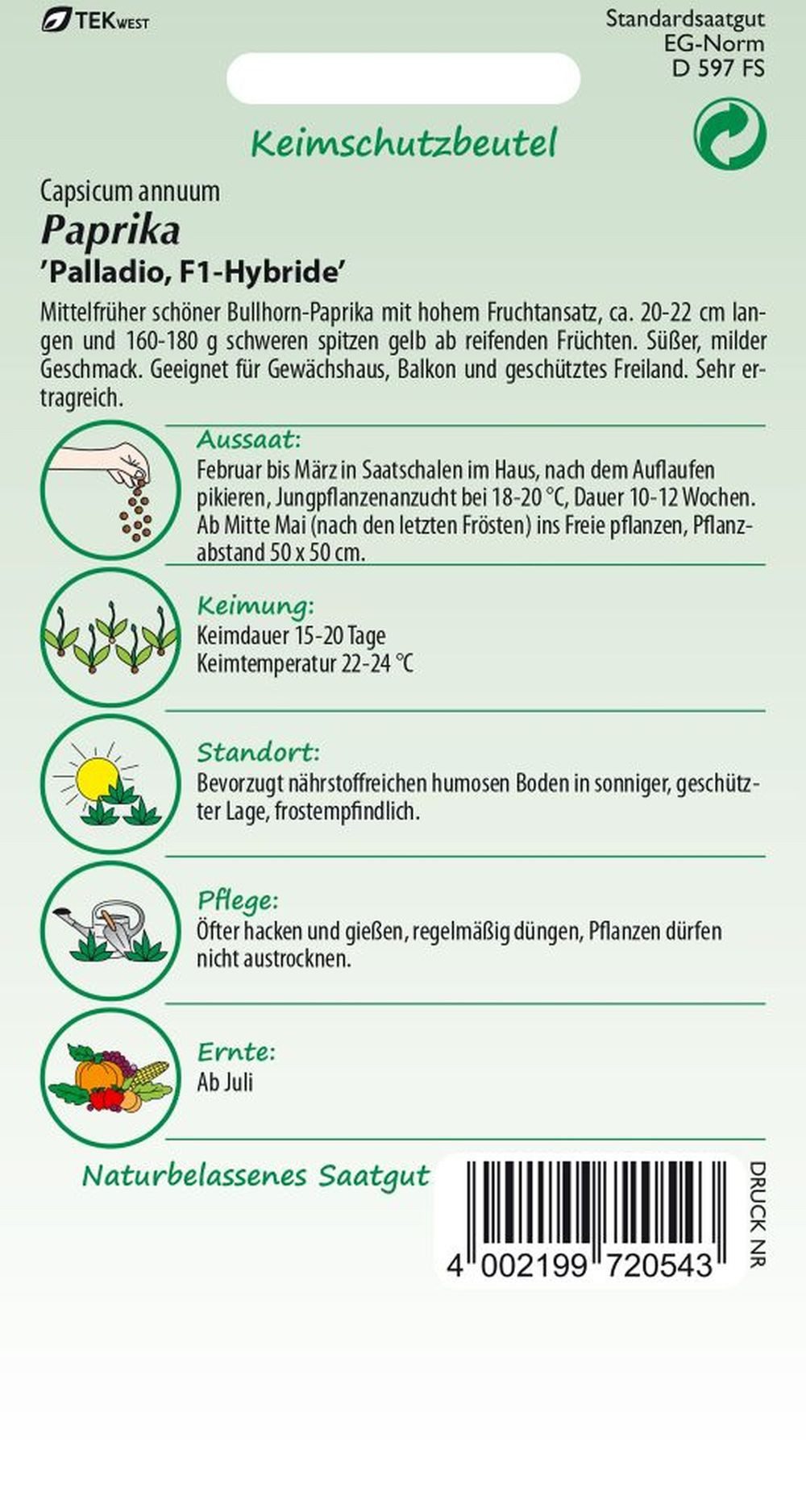 SAMEN PFANN Gemüsesamen Paprika, Palladio F1 - Paprika-Samen Saatgut Samen, günstig online kaufen