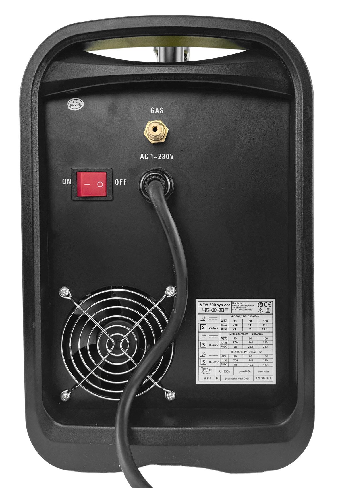 WELDINGER Schutzgasschweißgerät MIG/MAG-Schweißinverter MEW 200 SYNeco Trolley Regler Fixzange Zubehör, 10 - 200 A, 13-tlg., Umpolfunktion, Displaybeleuchtung