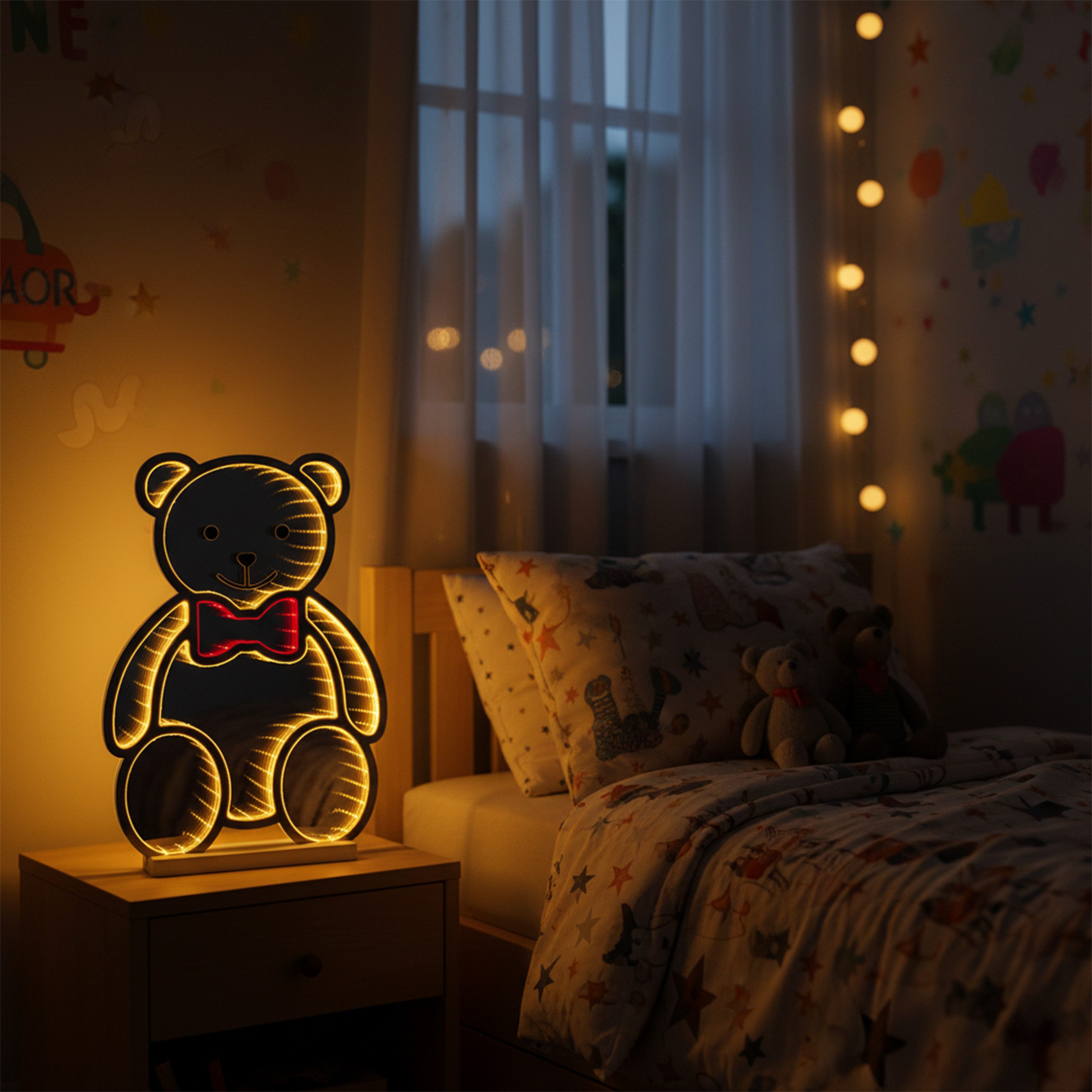 OTTO home LED Dekolicht Evvina - Teddybär, LED fest integriert, Warmweiß, Infinity Effekt, Deko für Innen, beidseitig beleuchtet, 40 cm