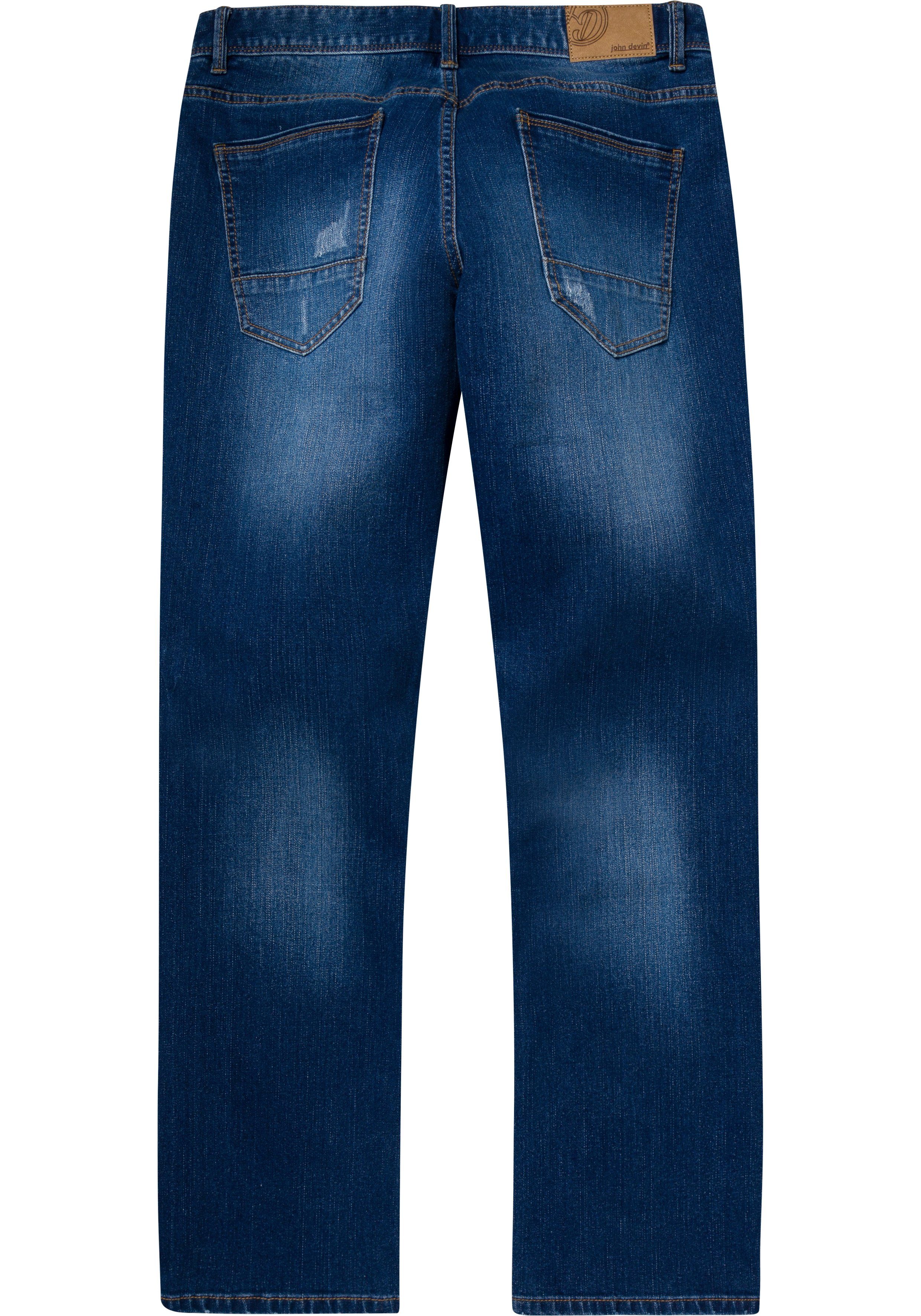 Elasthan Devin blue-used mit John Straight-Jeans