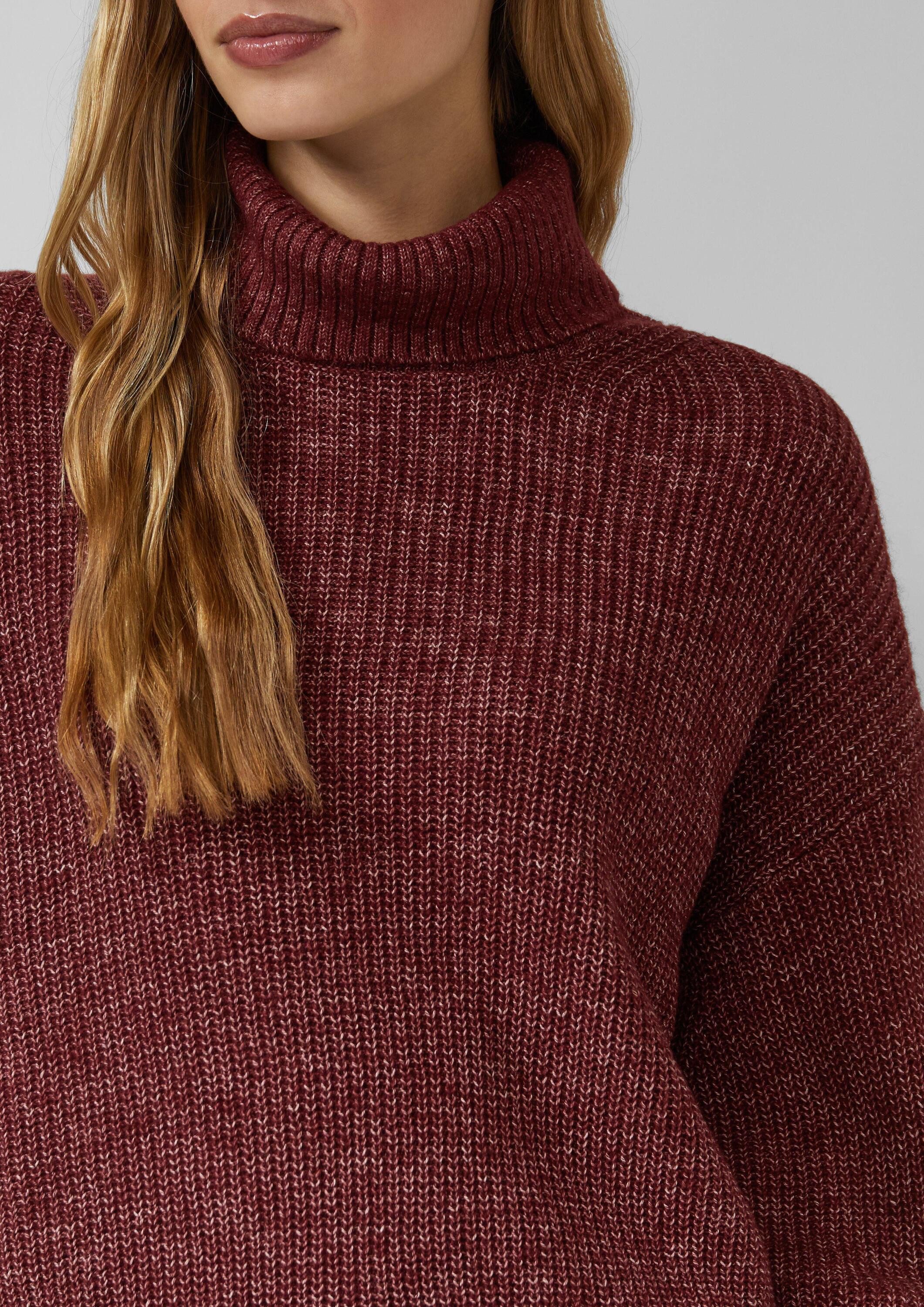 s.Oliver Longpullover Strickpullover Oversize-Strickpullover mit weiten Ärmeln und Rollkragen