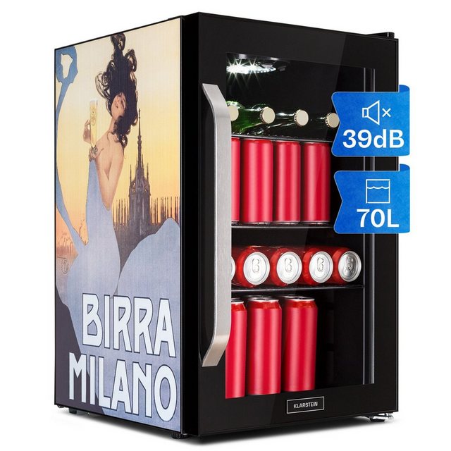 Klarstein Getränkekühlschrank HEA13-Birra-Milan-OX 10041180, 67 cm hoch, 43 cm breit, Bierkühlschrank Getränkekühlschrank Flaschenkühlschrank mit Glastür
