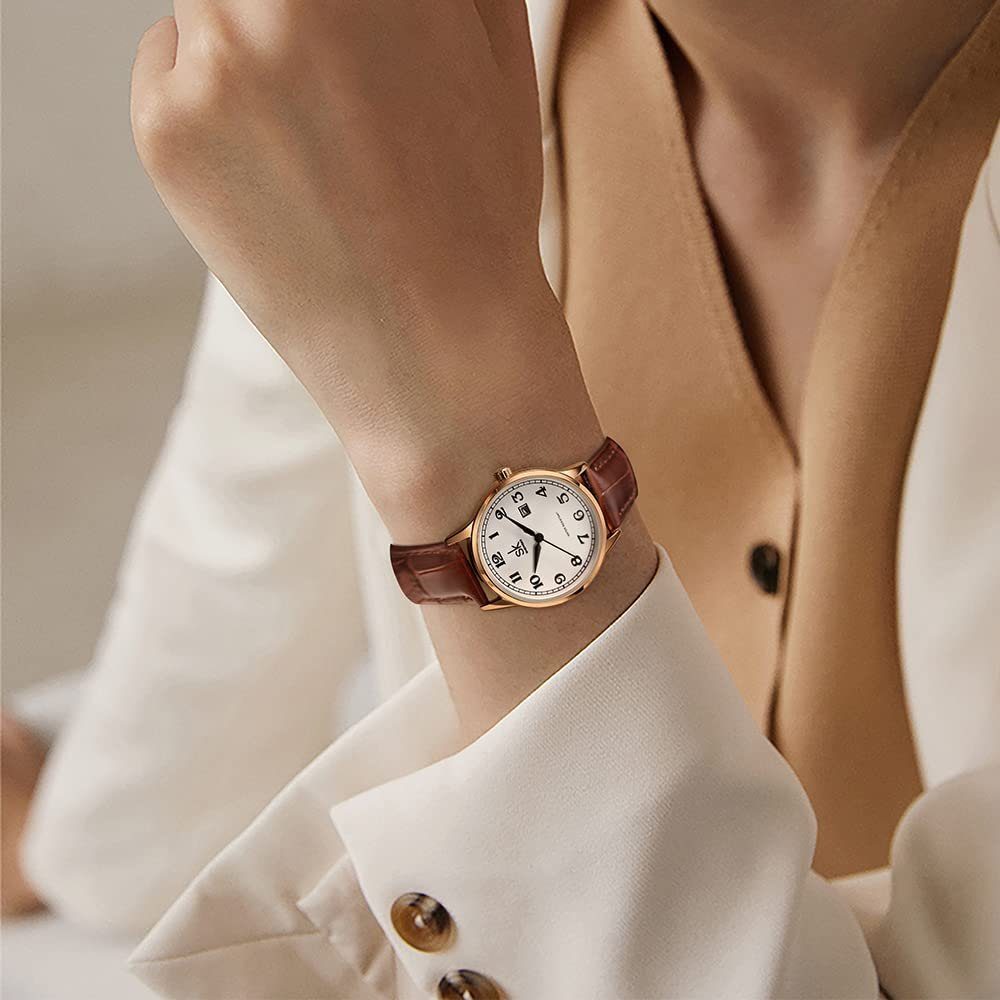 (1-tlg) mit POCHUMIDUU Armband, Damen Quarzuhr Uhr Leder Analog Quarz