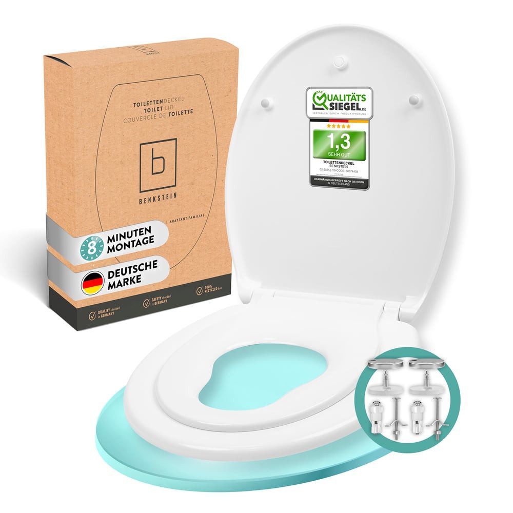 Benkstein Kinder-WC-Sitz Toilettensitz für Kinder mit Absenkautomatik (9-St), Toilettendeckel Klodeckel Klobrille mit Absenkautomatik