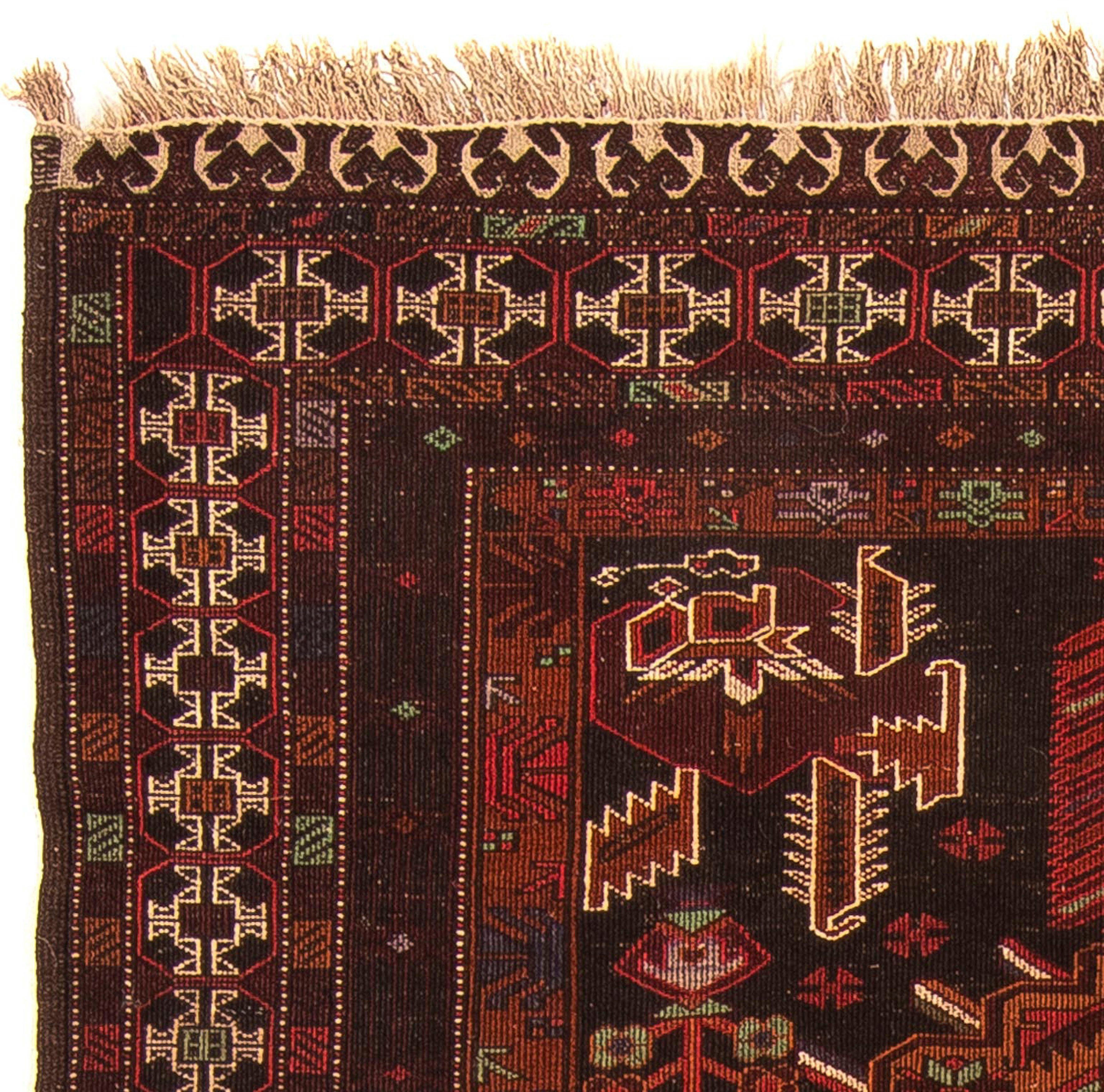 Orientteppich Afghan rechteckig, Handgeknüpft, 127 braun, 189 Einzelstück mm, mit cm Höhe: x - morgenland, 7 Wohnzimmer, - Zertifikat
