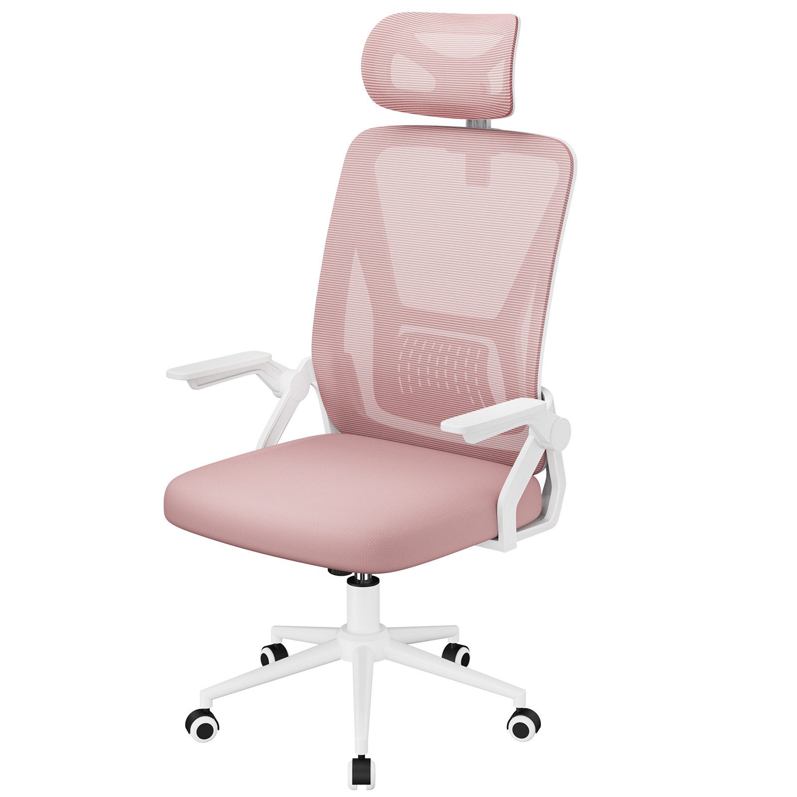 ZAISZE Bürostuhl Ergonomisch Schreibtischstuhl Höhenverstellbar mit Wippfunktion (90° hochklappbaren Armlehnen, ergonomischer Schreibtischstuhl mit Lendenstütze und Kopfstütze, atmungsaktive Netzbespannung, um 360° drehbarer Stuhl)