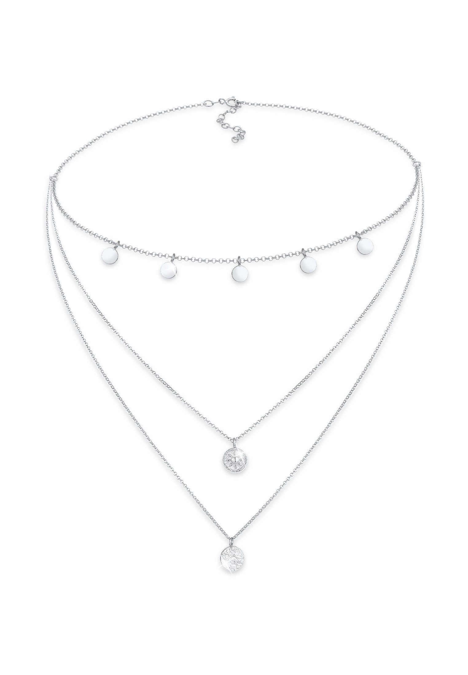 Choker Kreis Rund Coin Layer Organic Vintage 925 Silber