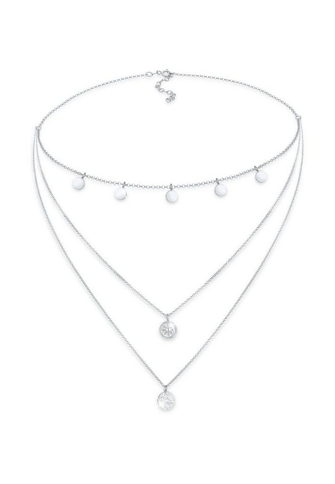 Elli Choker Kreis Rund Coin Layer Organic Vintage 925 Silber