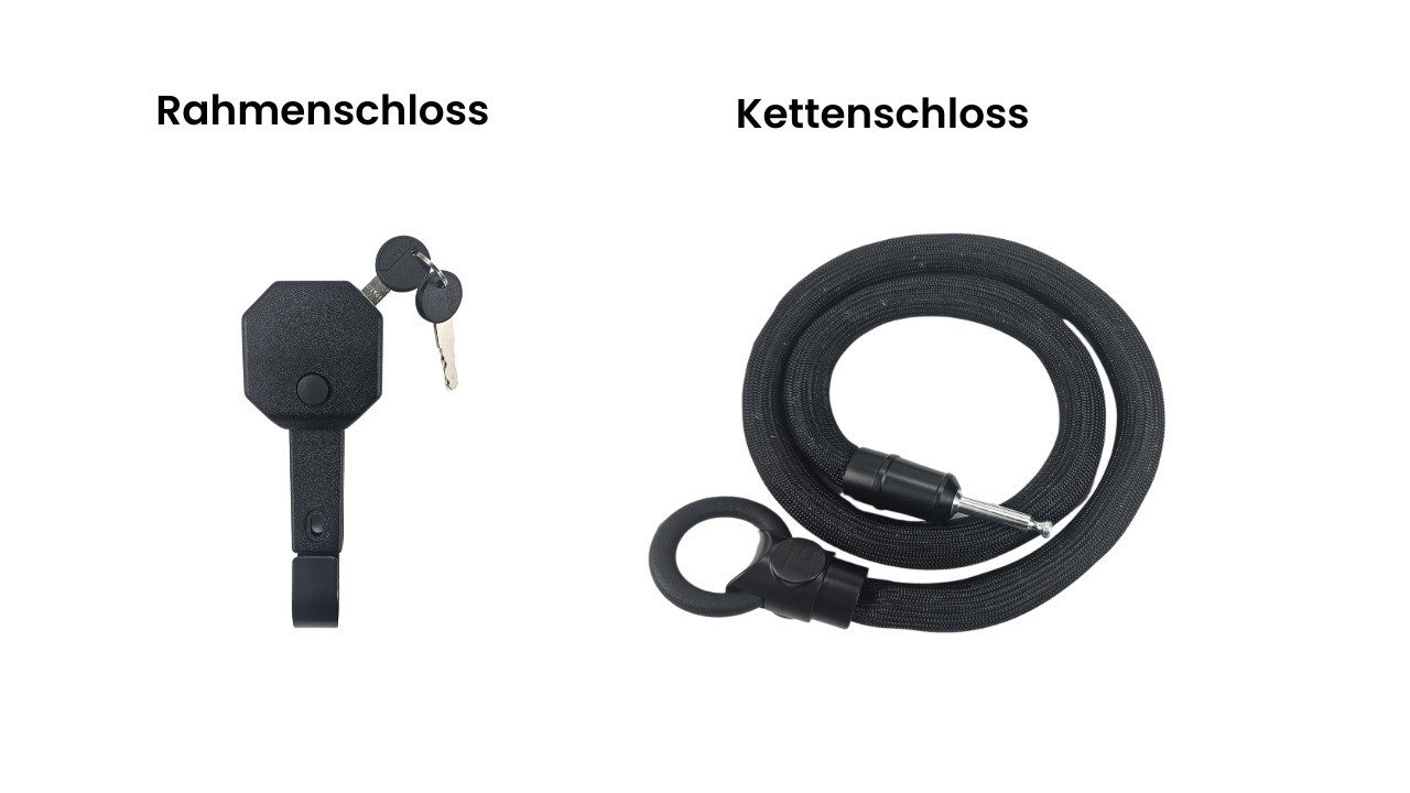 Egret Multifunktionsschloss 2-in-1 Kettenschloss für E-Scooter - 120 cm, leicht, flexibles Design