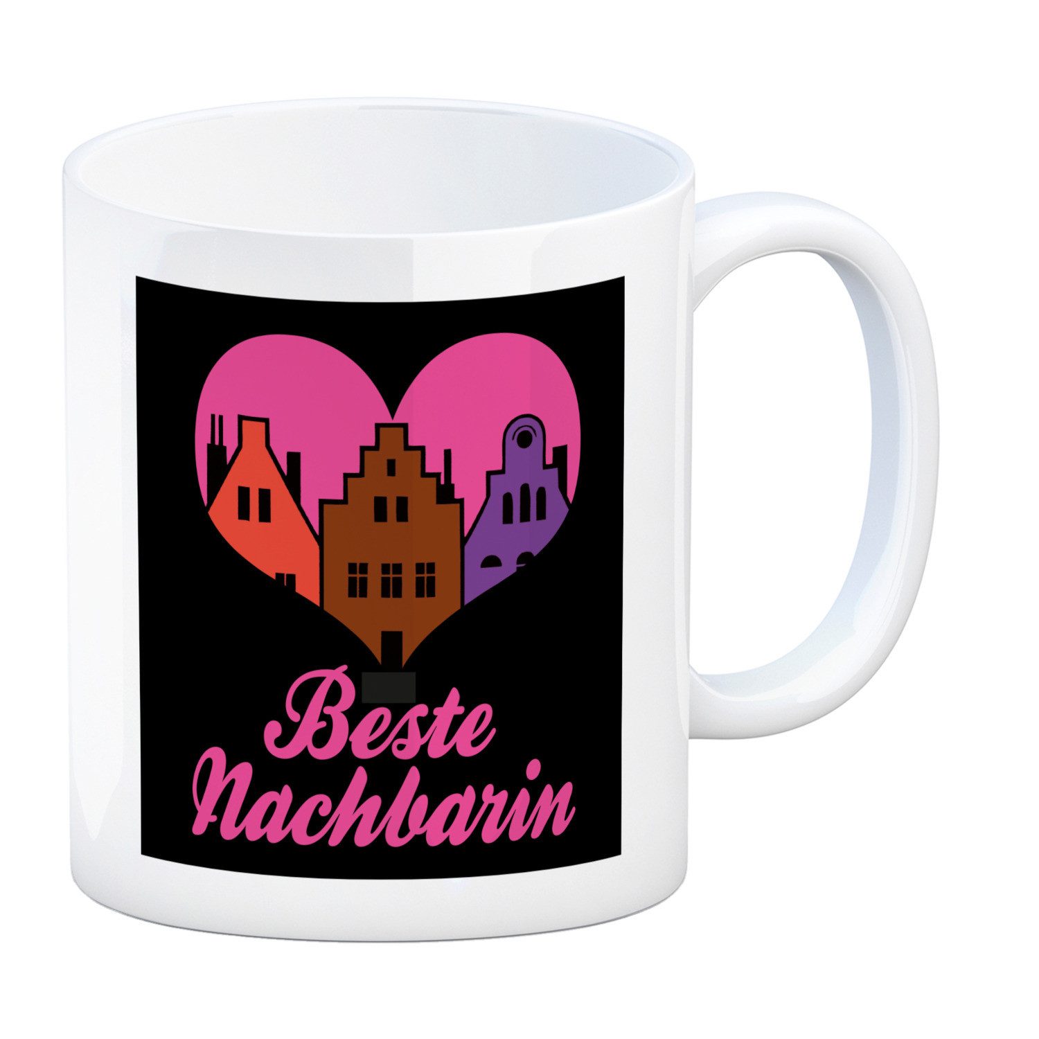 Tasse Nachbarschaft Kaffeebecher mit Spruch Beste Nachbarin