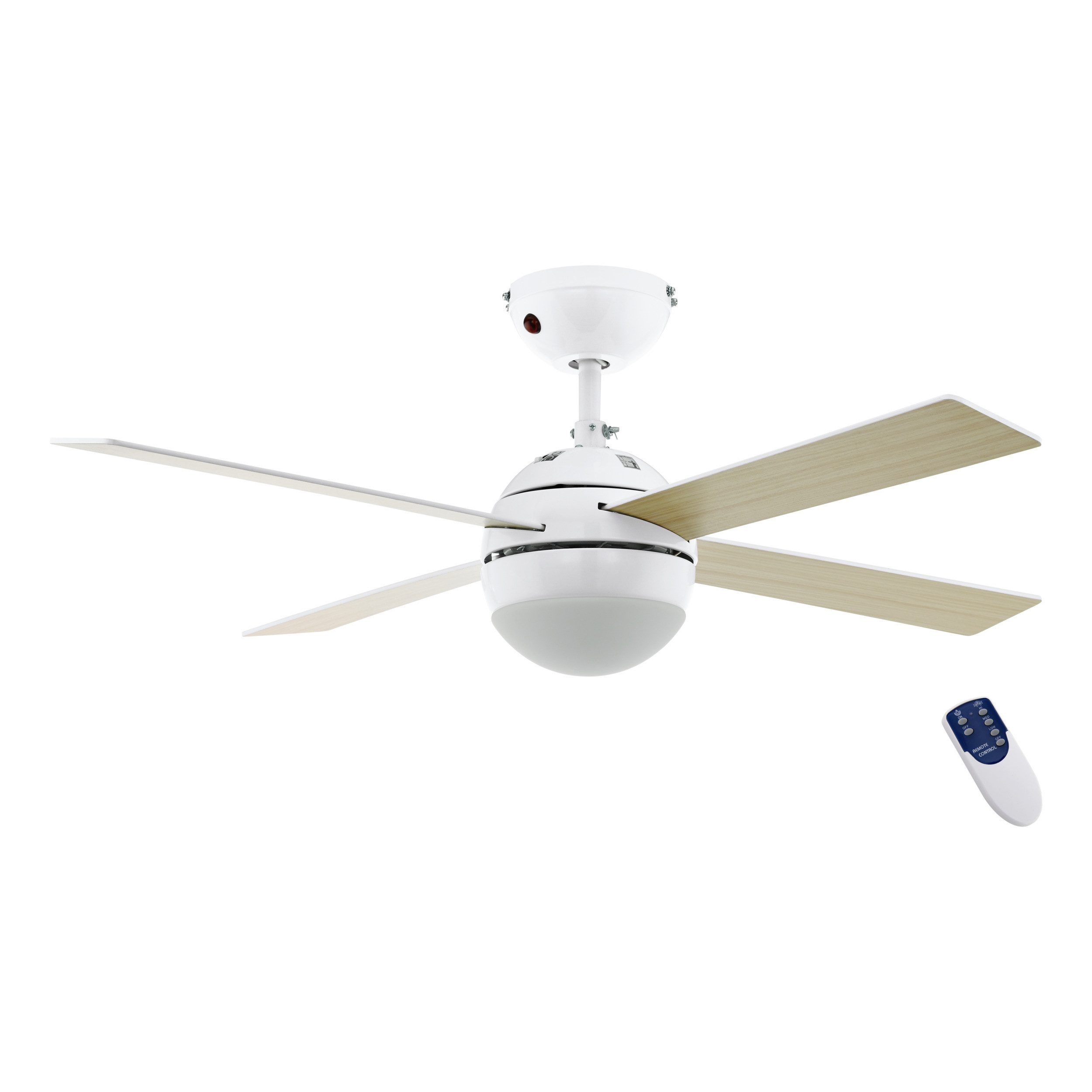 EGLO LED Deckenleuchte LOSCIALE, Fernbedienung, Infrarot inkl., Ventilatorfunktion, LED wechselbar, Warmweiß, Ventilator mit Beleuchtung - E27 - 3 Geschwindigkeiten - 4 Flügel