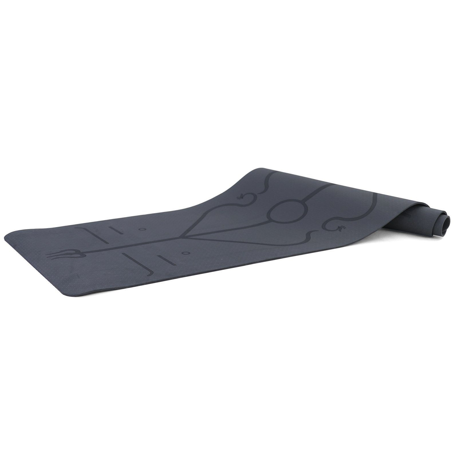 RAMROXX Yogamatte TPE mit Yoga Symbolen Gymnastikmatte Schwarz 182x61cm 7mm