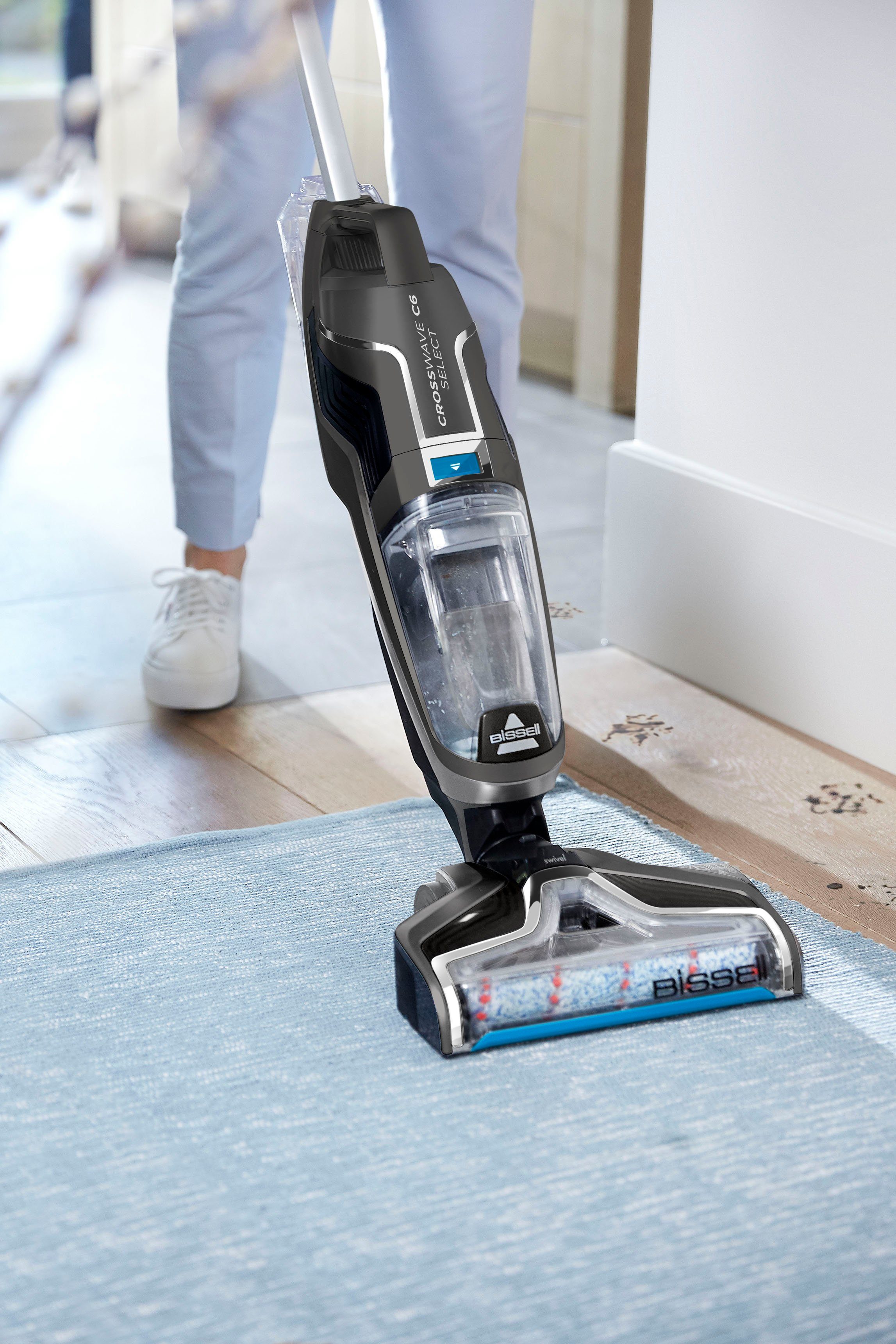 Bissell Nass-Trocken-Sauger 3569N, CrossWave C6 Cordless Select, starke Saugkraft, 255 W, beutellos, kabellos, Dual-Tank, saugen, wischen, trocknen, Mehrflächenreiniger
