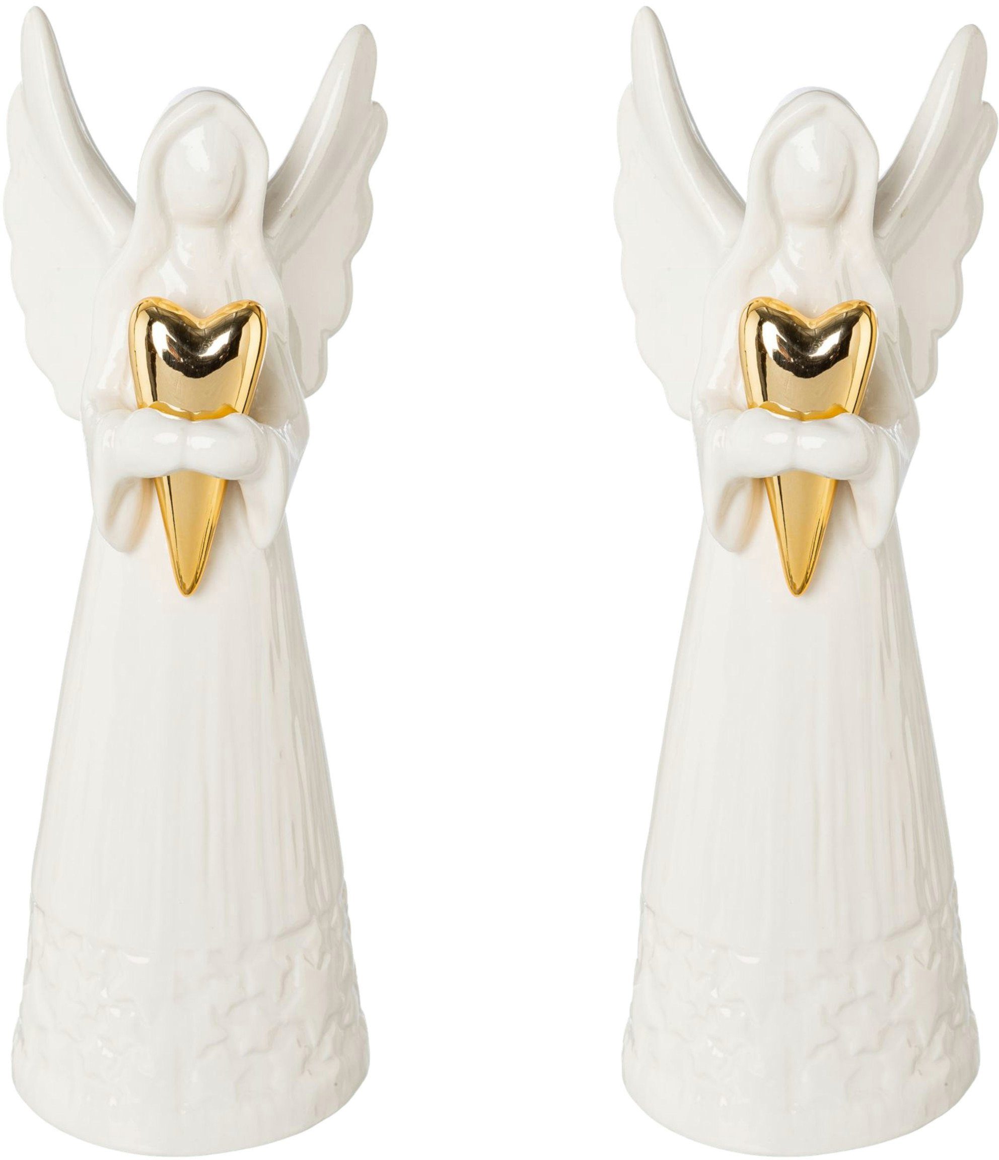 Creativ deco Engelfigur Weihnachtsdeko (2 St), mit goldenem Herz | Engelfiguren