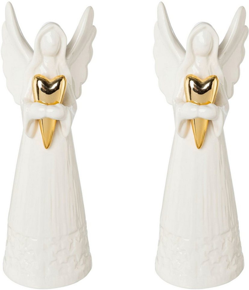 Engelfigur deco Creativ goldenem (2 St), mit Herz Weihnachtsdeko