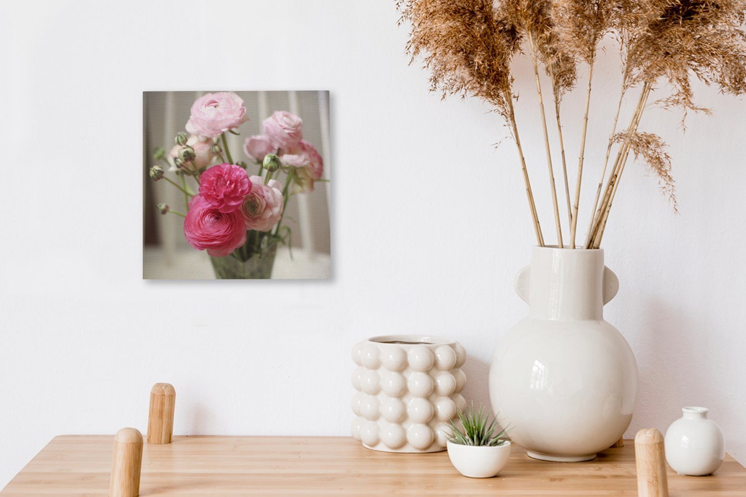 Bilder einem (1 Butterblumen Rosa auf Wohnzimmer Hintergrund, für Schlafzimmer St), Leinwand OneMillionCanvasses® Leinwandbild unscharfen
