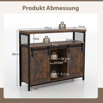 KOMFOTTEU Sideboard, Buffetschrank mit Schiebetüren & verstellbare Ablagen