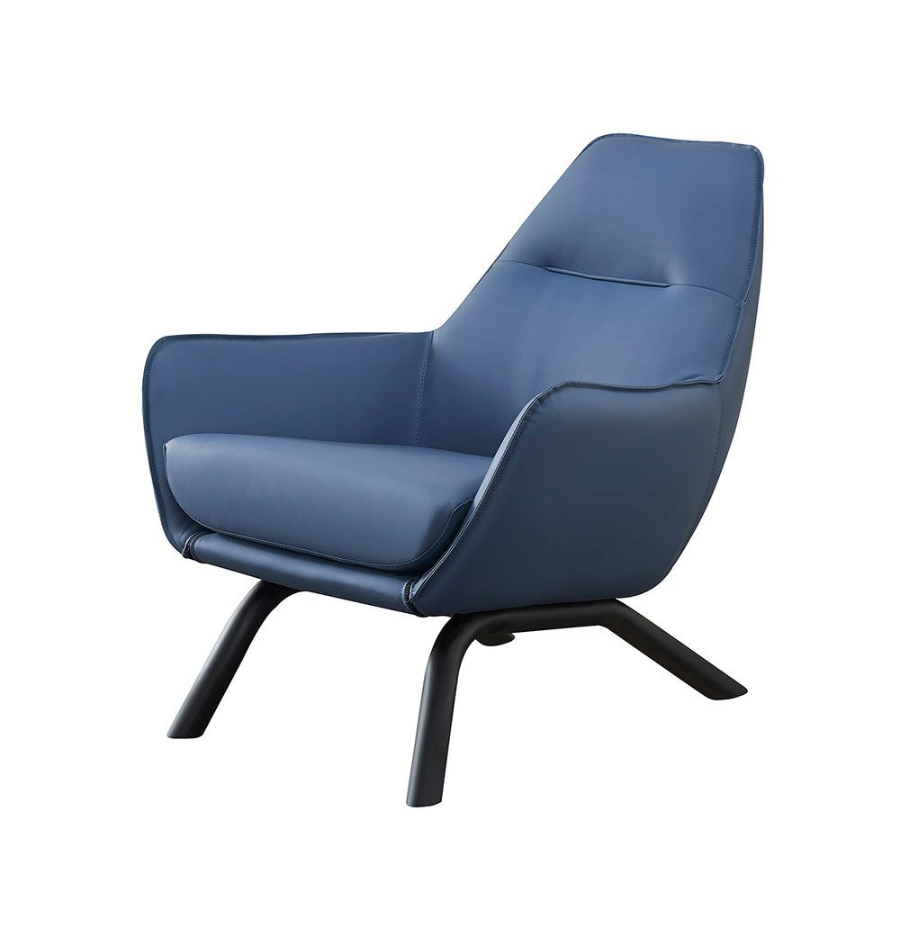 JVmoebel Ohrensessel Lounge Sessel in Blau mit Mikrofaserleder und Edelstahlfüßen (Packung, 1-St., Lounge Sessel Stoff Couch Relax Polster Club Sofa mit Ohren), Made in Europa