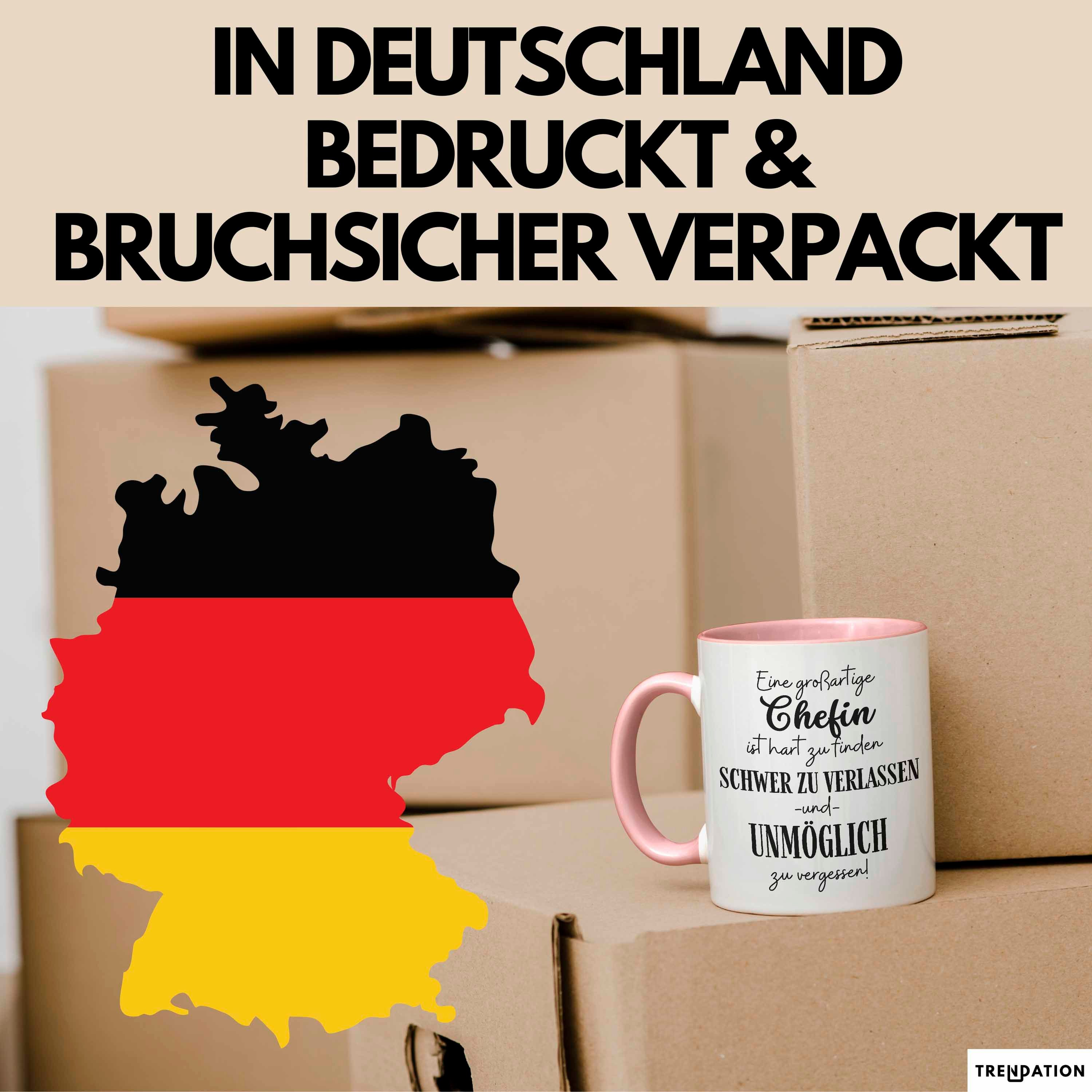 Trendation Tasse Chefin Abschied Geschenk Tasse Abschiedsgeschenk für Chefin Hart Zu Fi – Bild 5 von 5