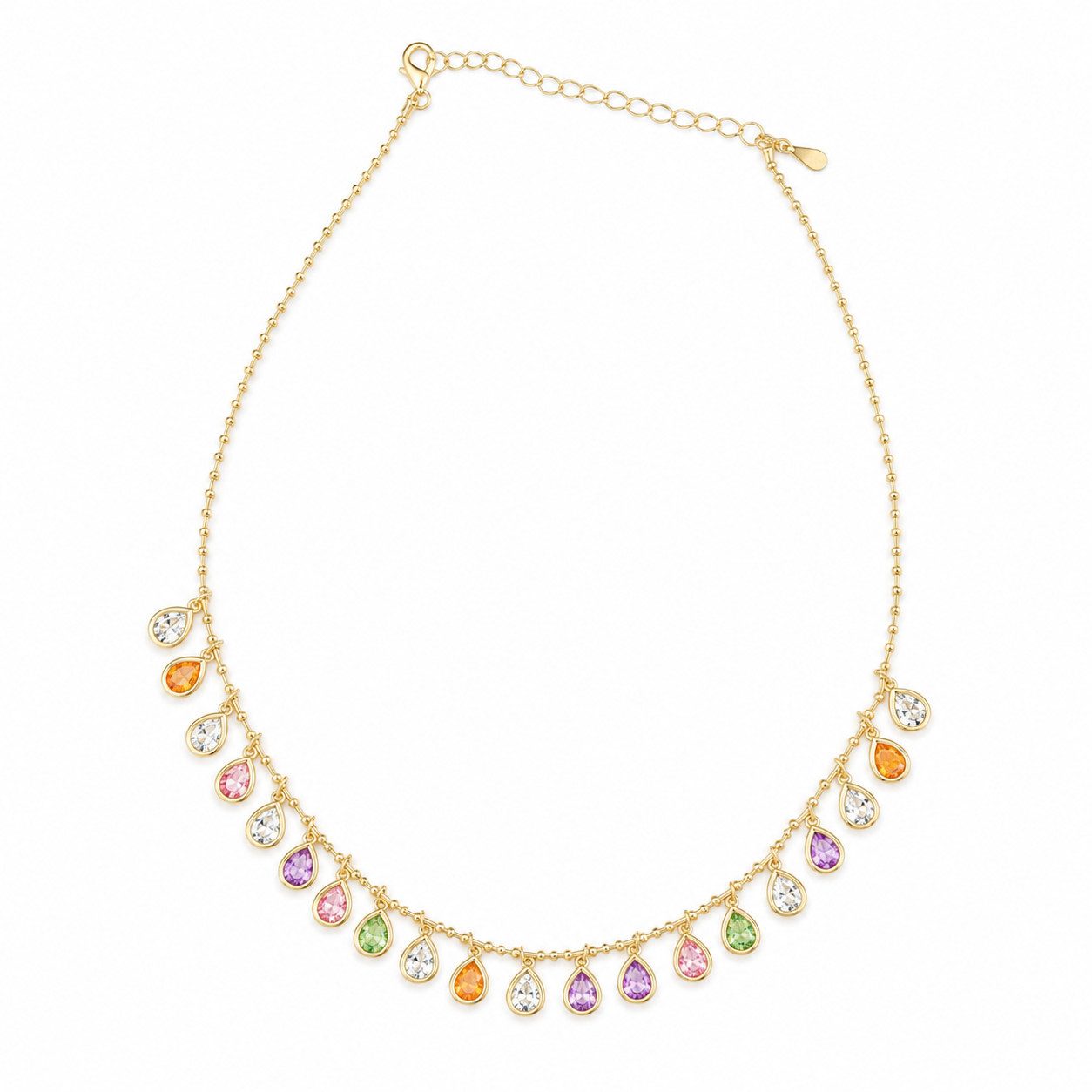 RAIKOU Collier Goldfarben mit bunten Zirkonia Tropfen, Elegante Choker Kette, oxidationshemmenden Schmuckbox
