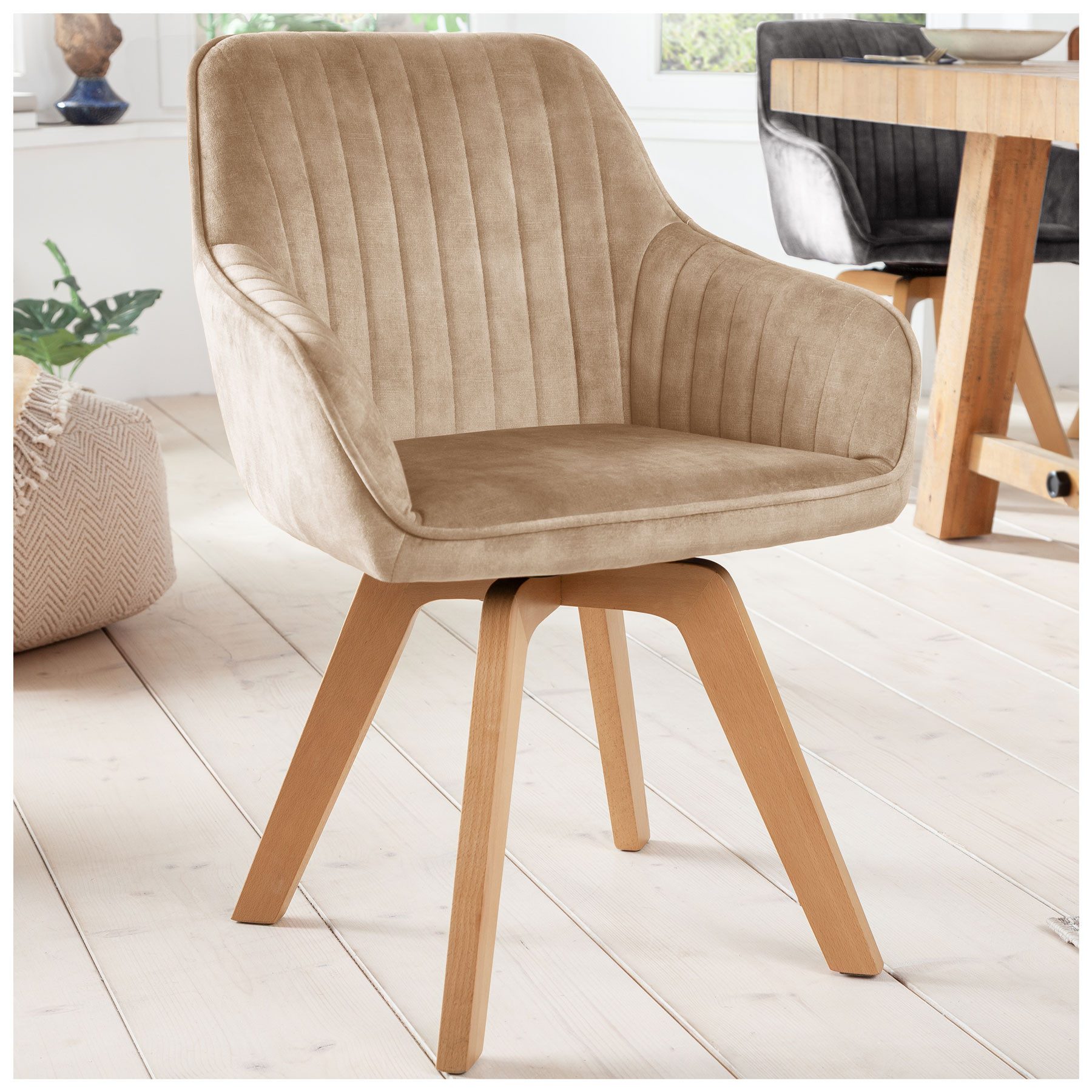 riess-ambiente Polsterstuhl LIVORNO champagner greige / natur (Einzelartike günstig online kaufen