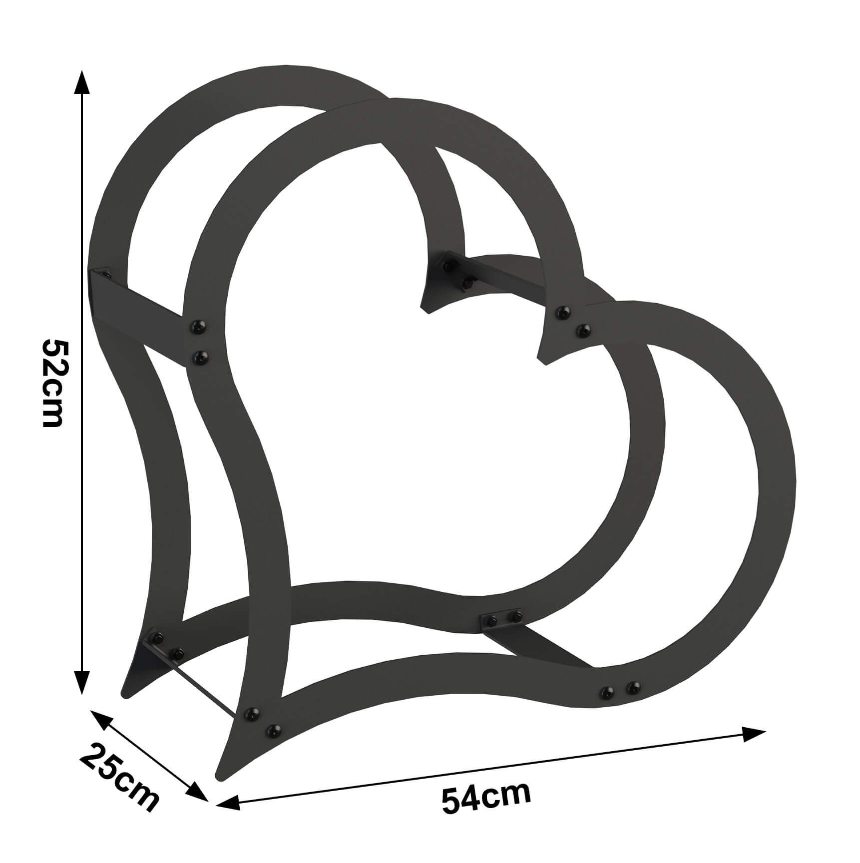 52 Freistehend DanDiBo Kaminholzregal Stehend Herzförmig Metall und Schwarz Kaminholzregal cm Kaminholzständer, Herz