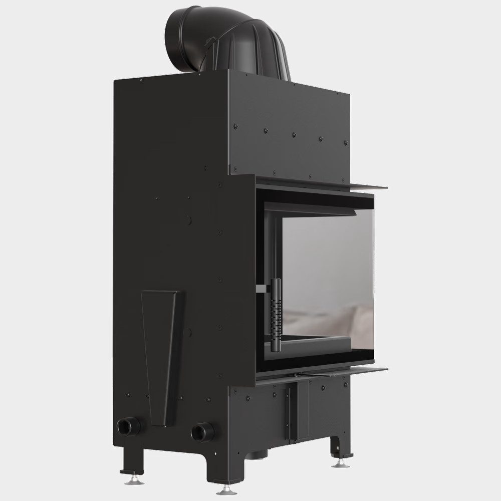 Kratki Камины Luftkamin FLOKI S rechts 8 kW Ø 160 mit schwarzer Thermotec, 8 kW