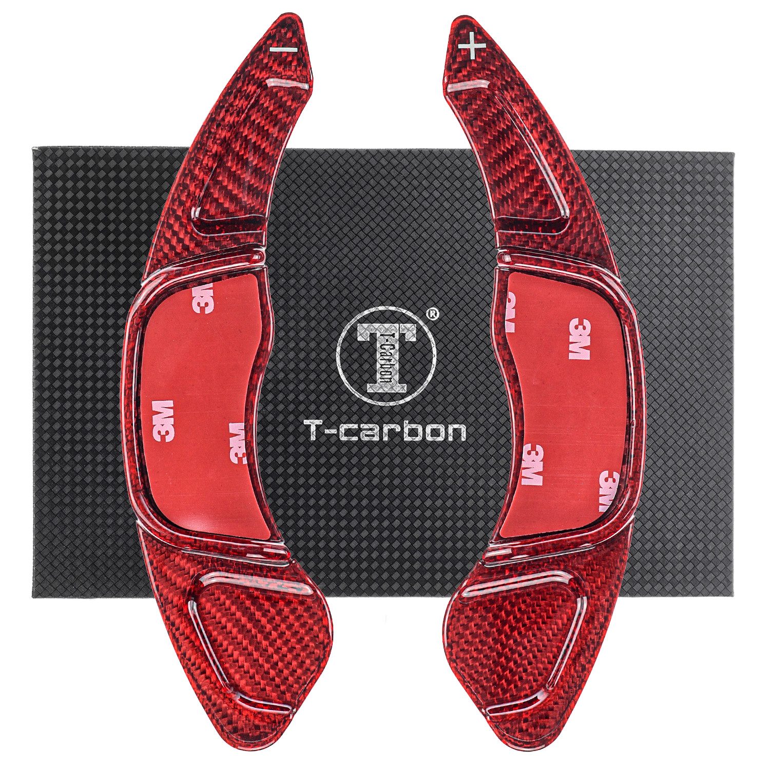 T-Carbon Lenkeradapter Auto Lenkrad Schaltwippen Paddel Aufsatz Echt Carbon ROT, (2-tlg., für VW ARTEON R-LINE 3H 17-20)