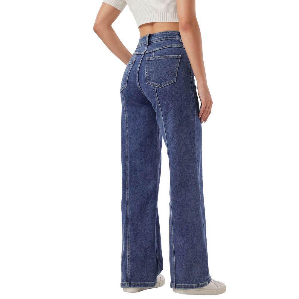 Ital-Design Dad-Jeans Damen Freizeit (91279946) Used-Look Stretch High Waist Jeans in Blau